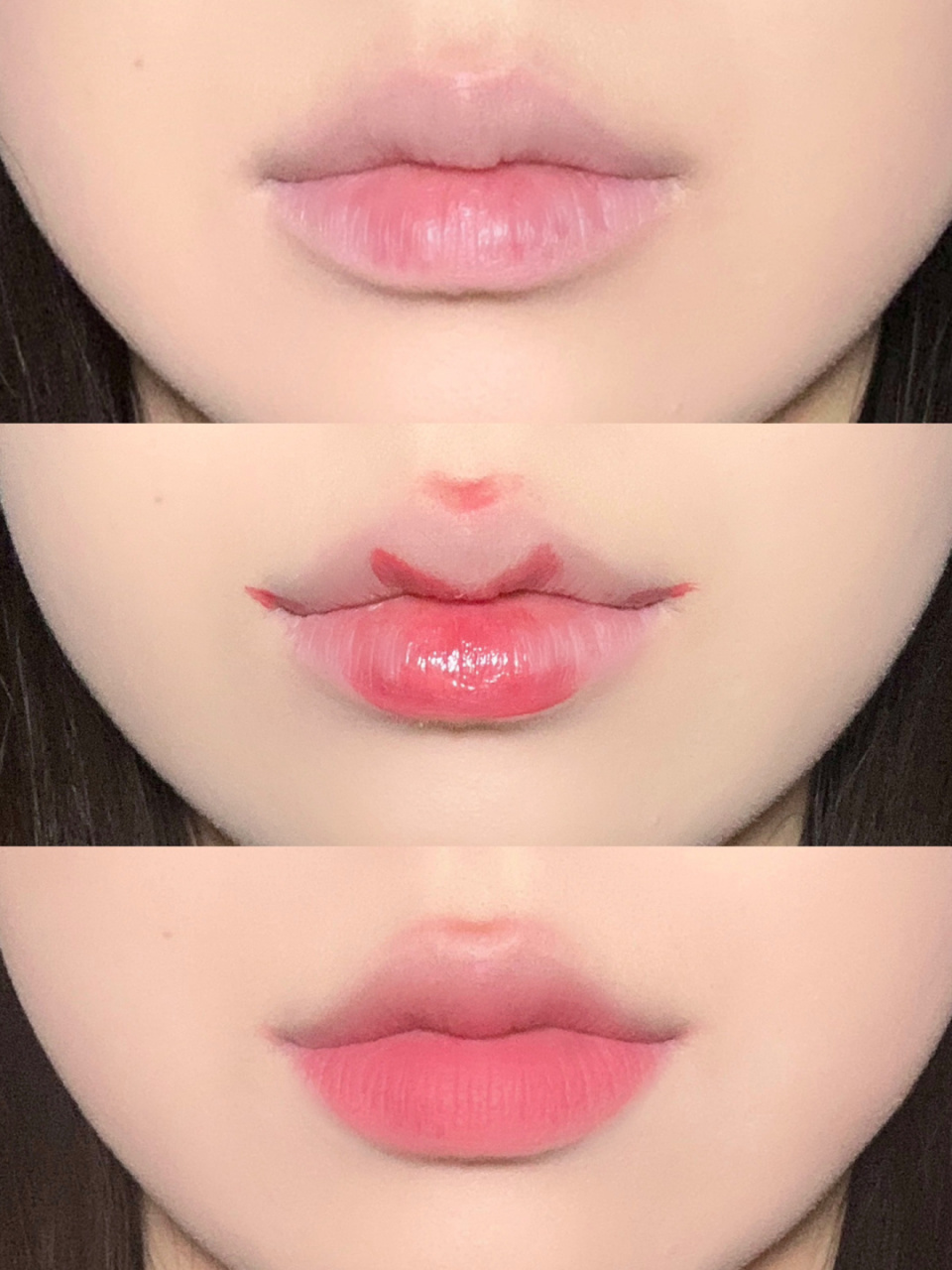 95:唇峰处尽量不要晕染到 95:在人中处加深