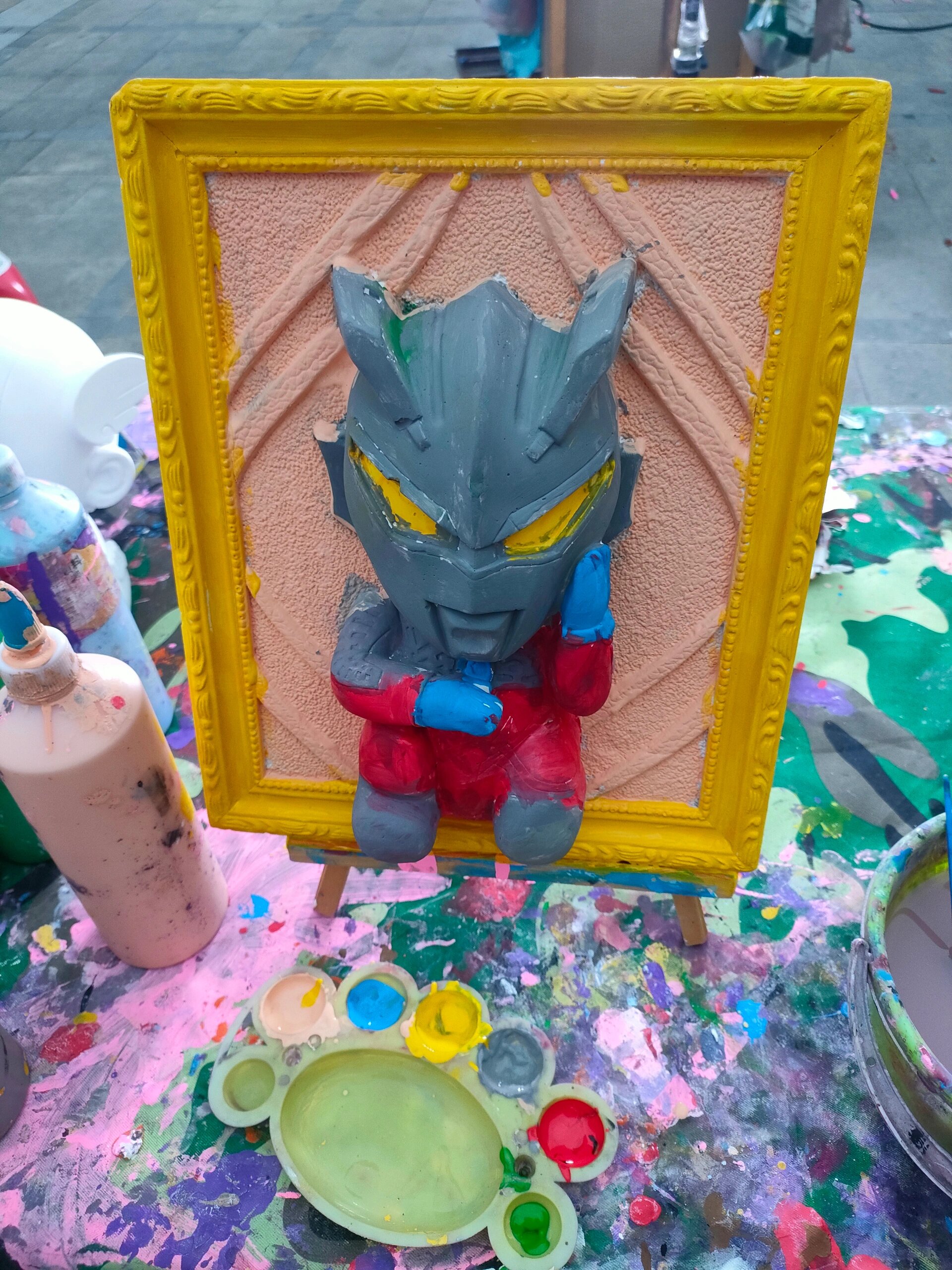 3d立体彩绘赛罗奥特曼石膏浮雕画