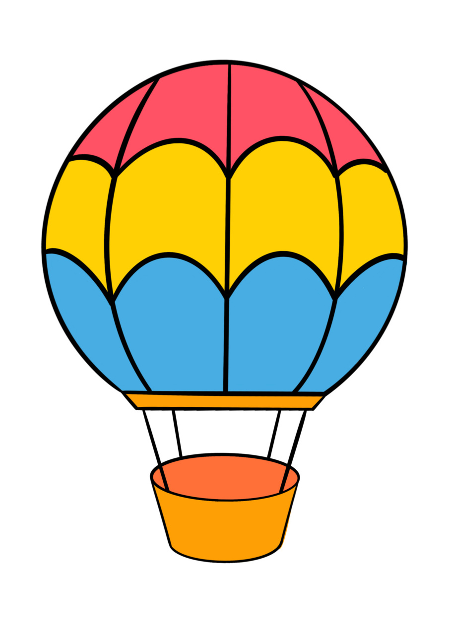 热气球简笔画带颜色图片