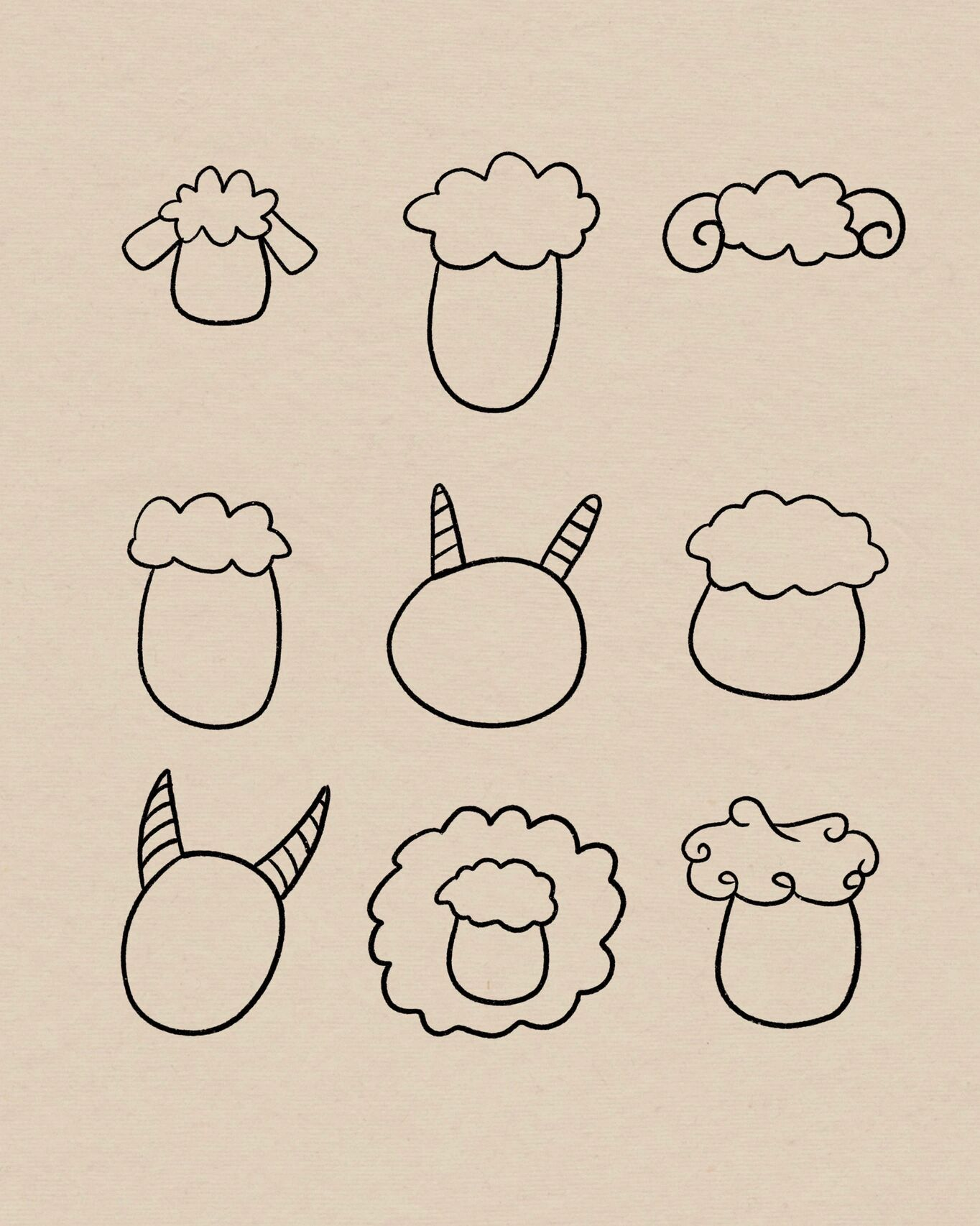 九种小羊简笔画画法|附过程