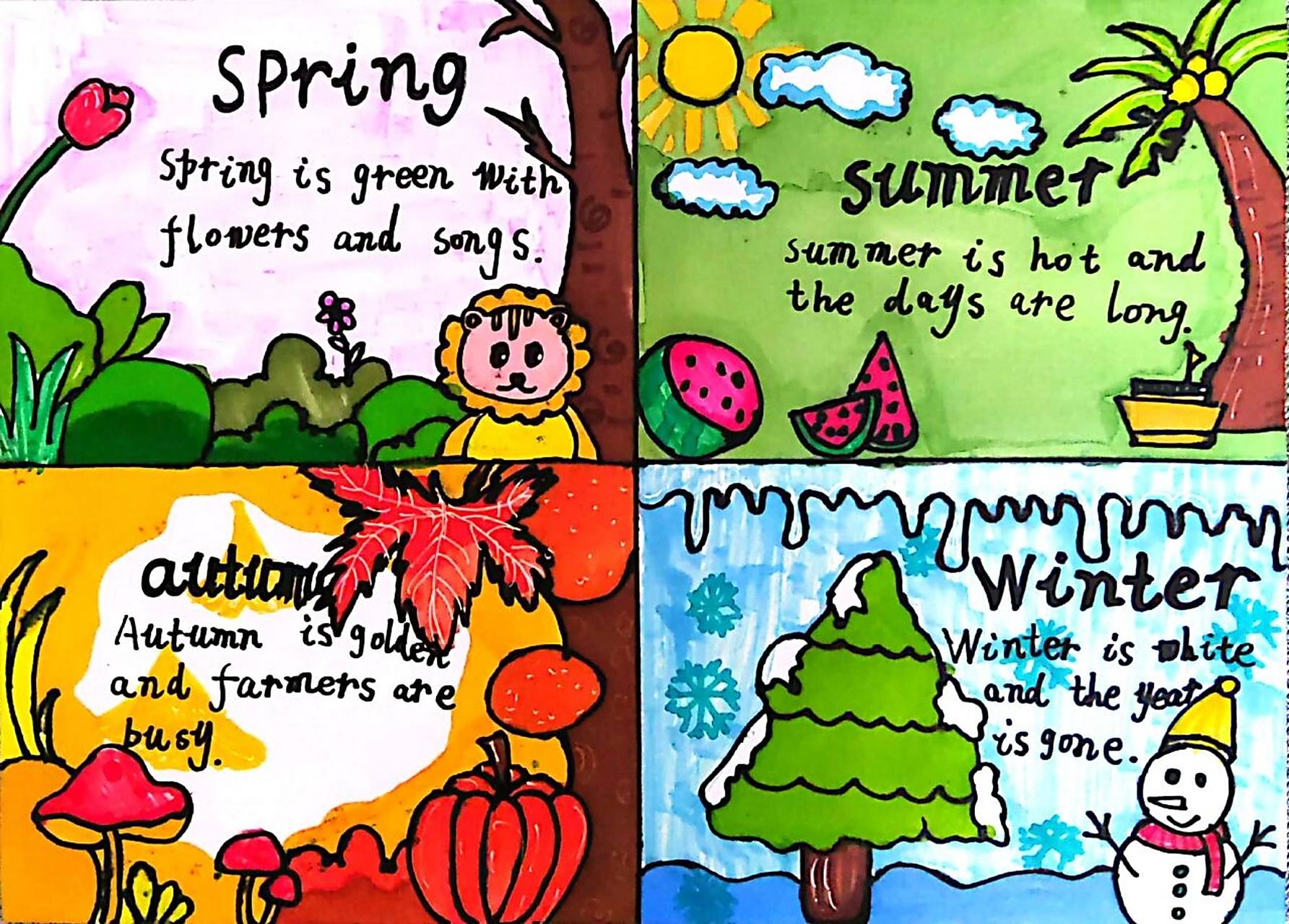 英语最美四季手抄报02