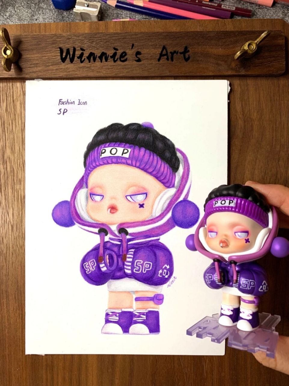 【手绘彩铅盲盒】sp熊猫热潮紫酷酷/附线稿 老规矩:完整绘画过程视频