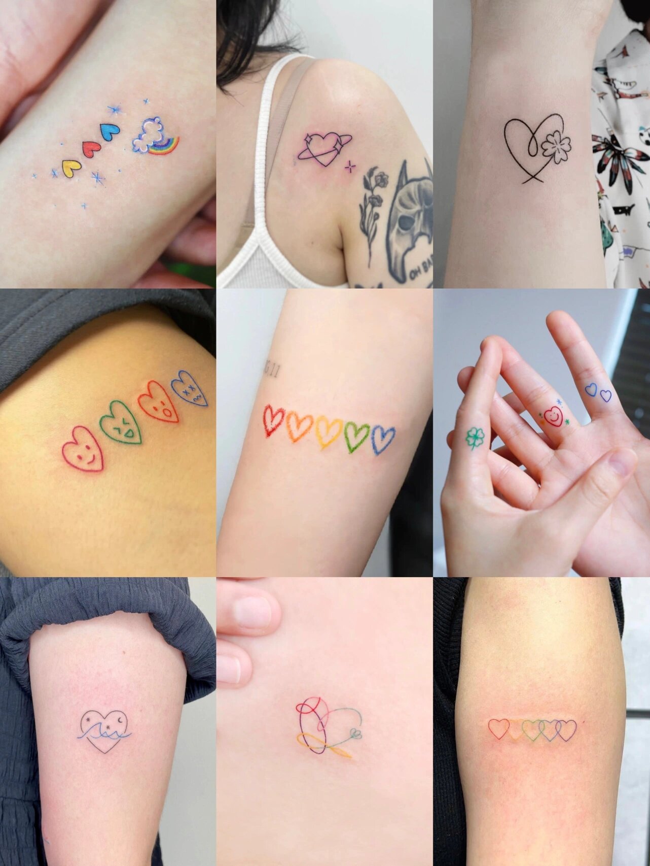 ins风爱心纹身合集💛♥️💚丨小清新女生纹身