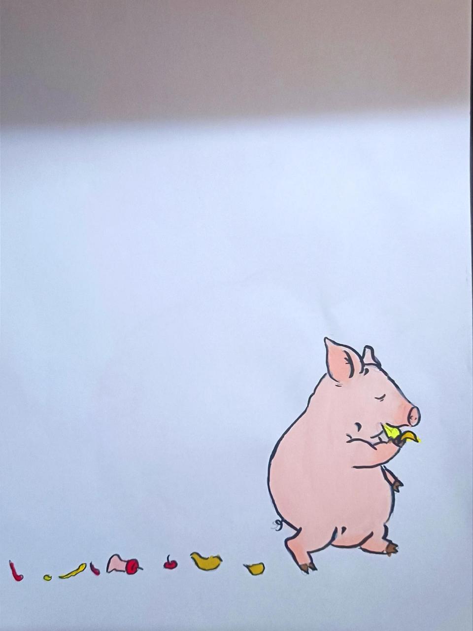 学前教育自制绘本简单手绘作业 《叫不醒的猪小胖》上 整体内容很简单