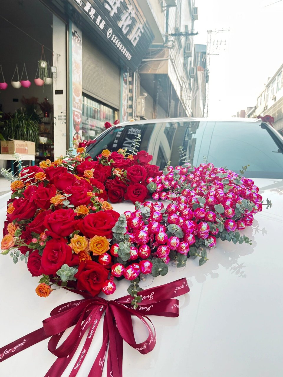 棒棒糖玫瑰混搭心形花车
