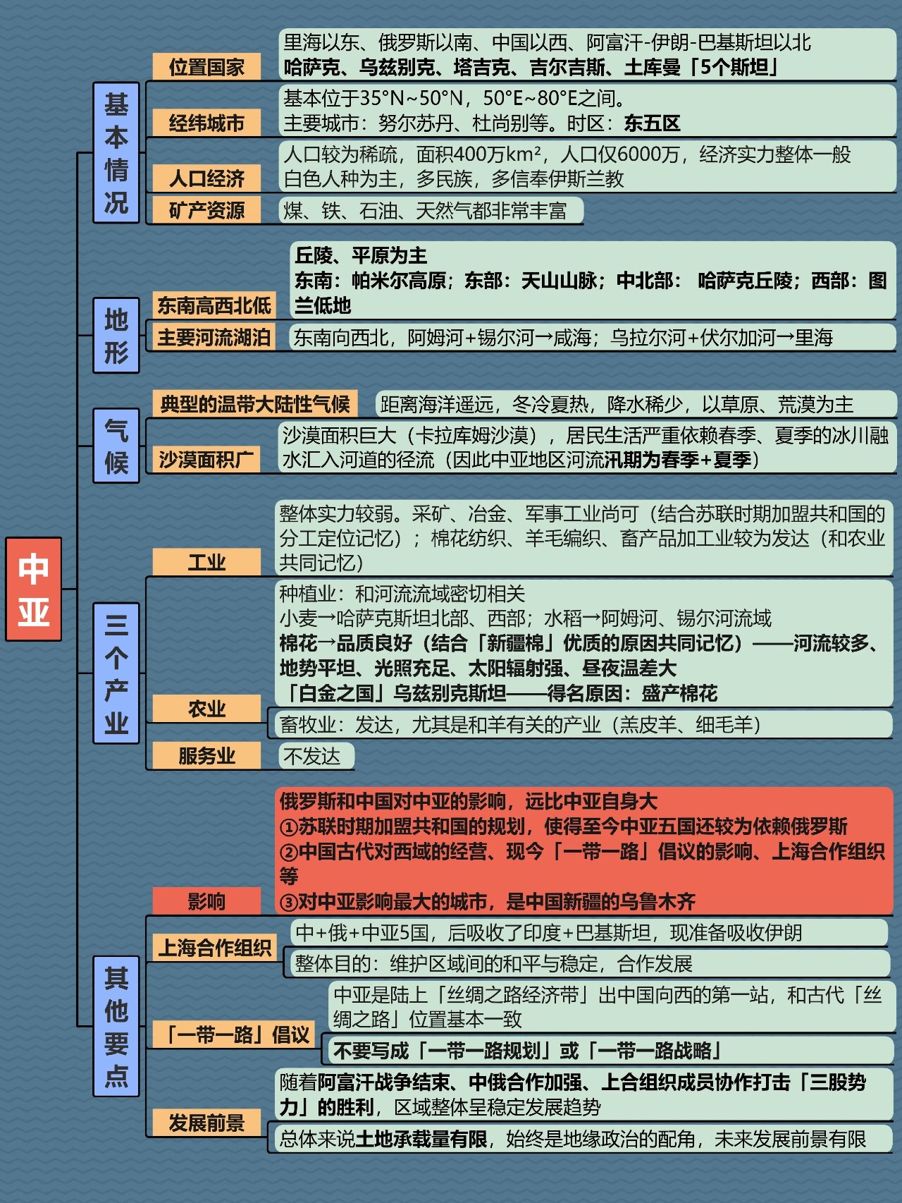 中亚知识点思维导图图片