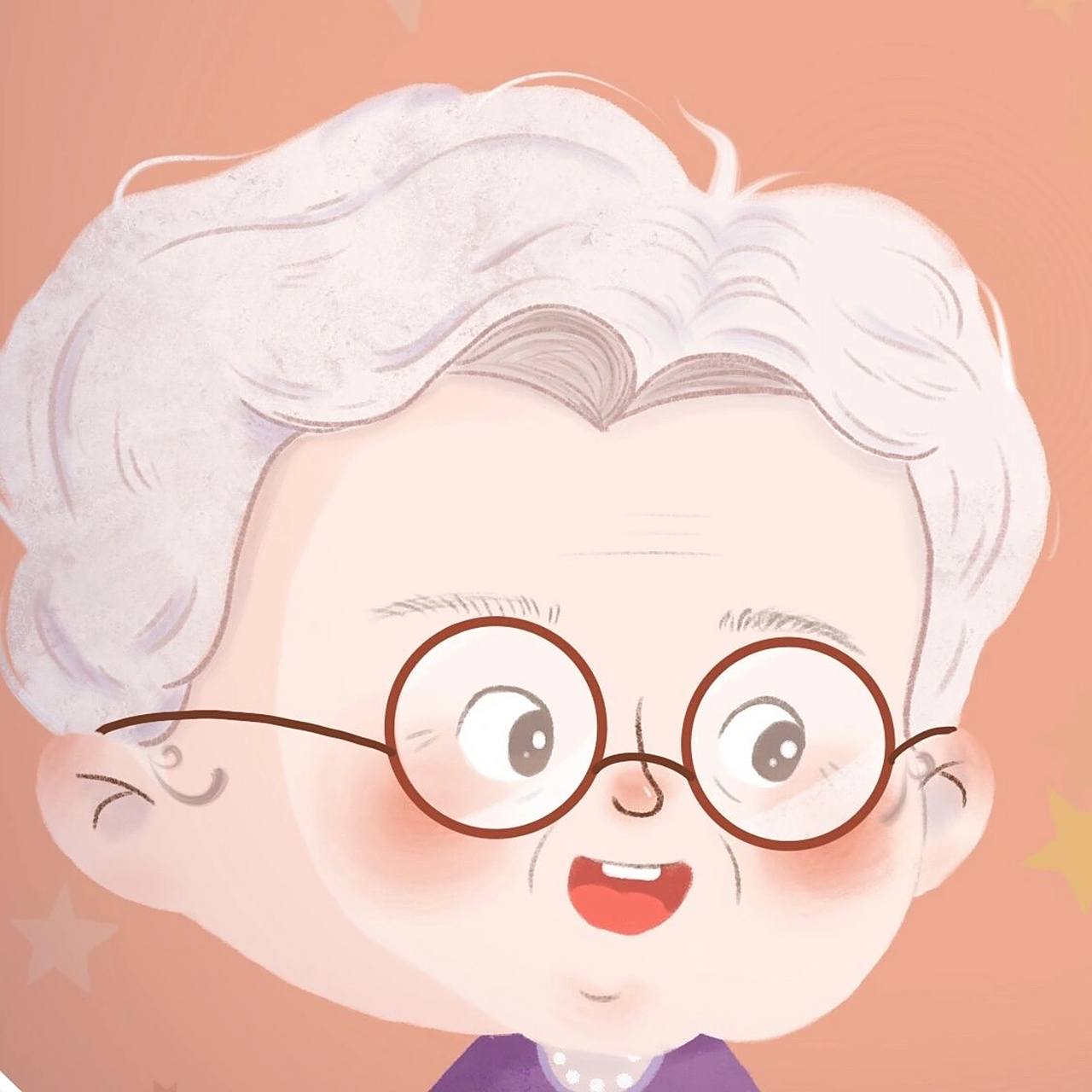 96插画|老奶奶头像 ★外婆要我帮她画个头像,又不敢把她画的太老