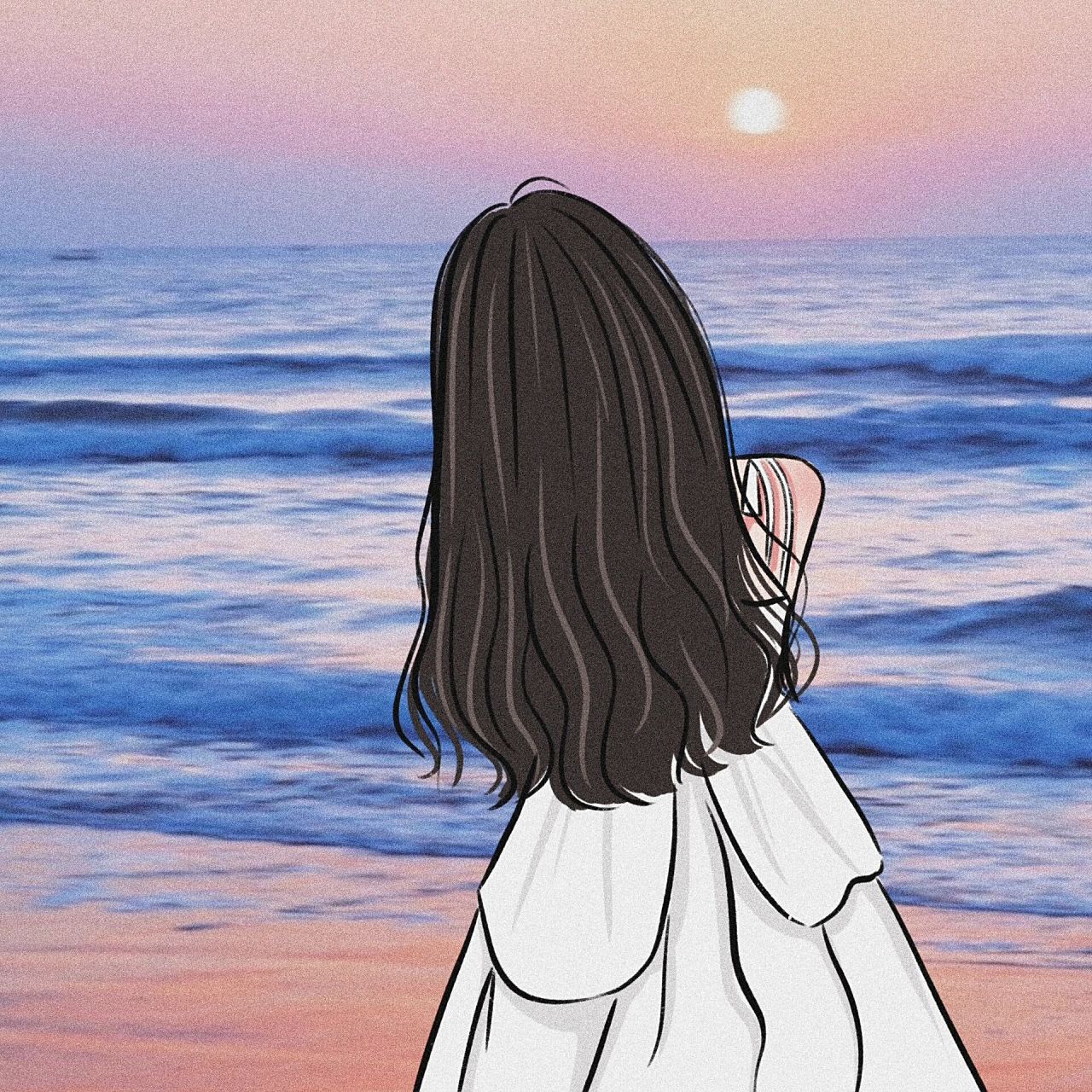 海边背影女生头像