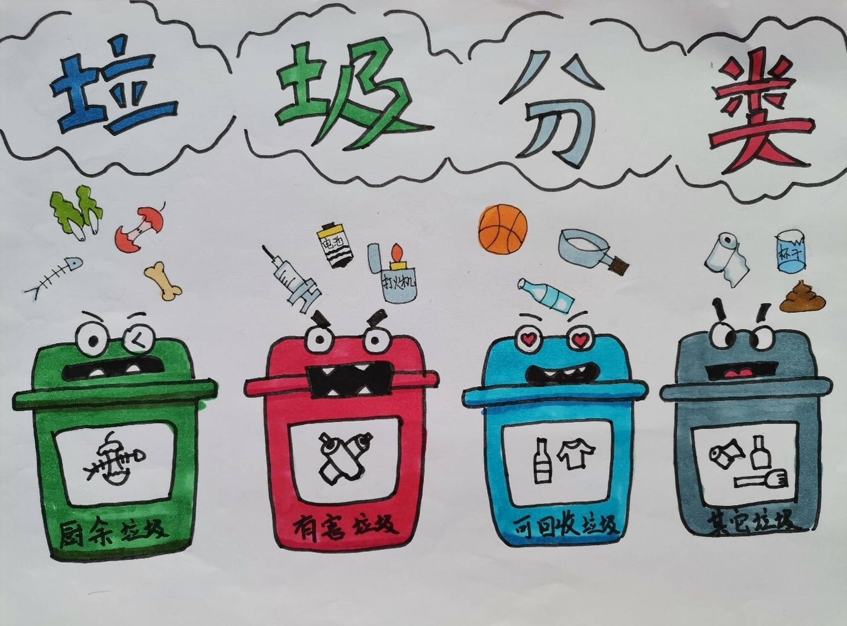 垃圾分类简笔画