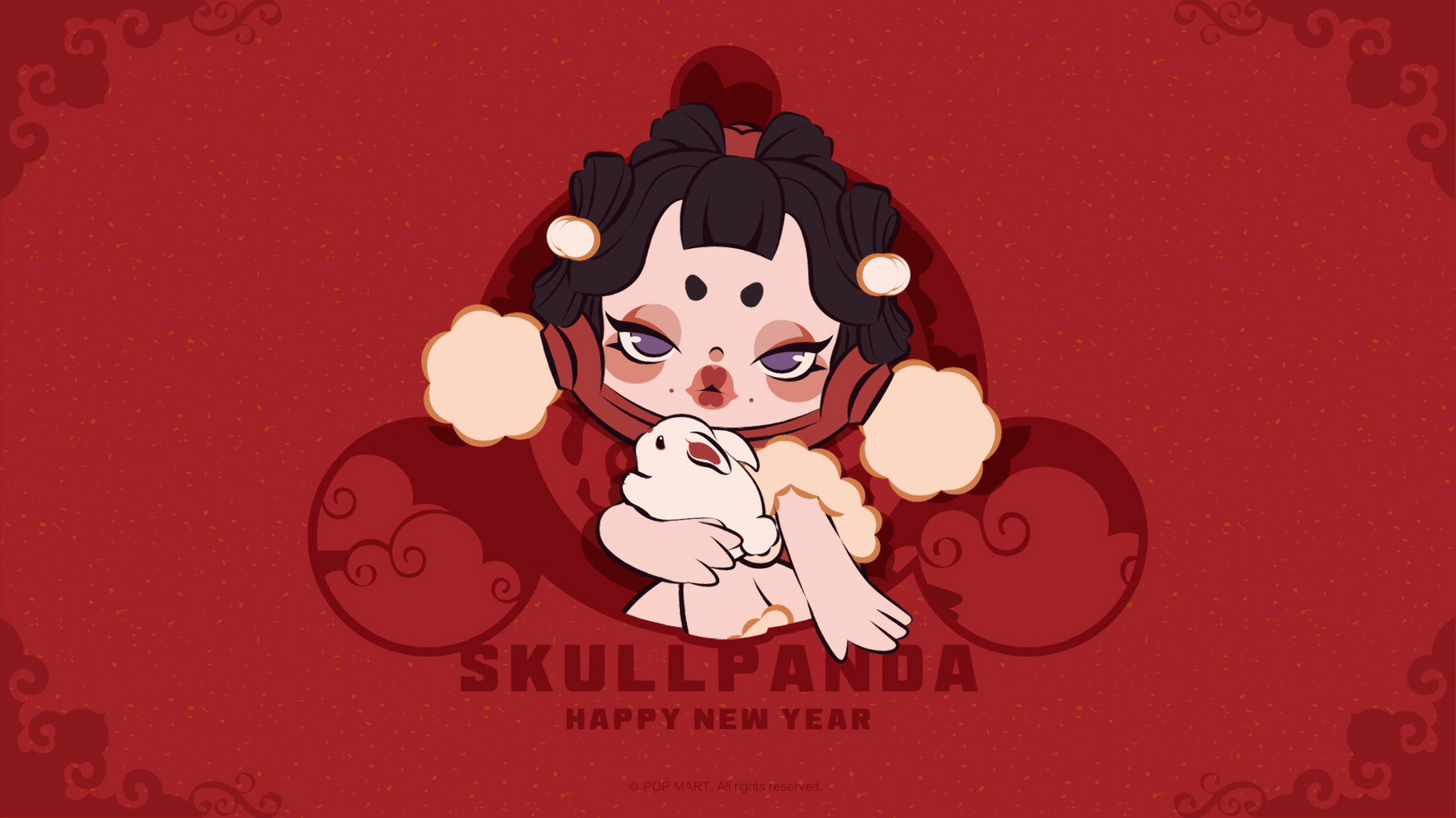 skullpanda|岁·兔·旺系列壁纸|泡泡玛特壁纸 pop mart 兔影月明