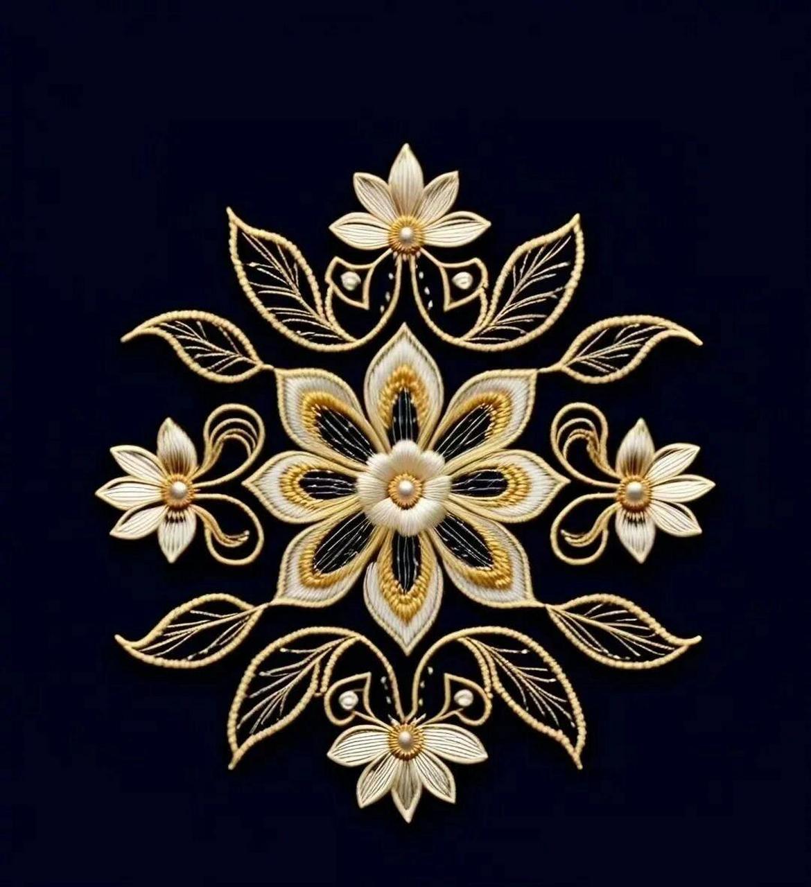 中国花纹刺绣图案,感受对称之美.