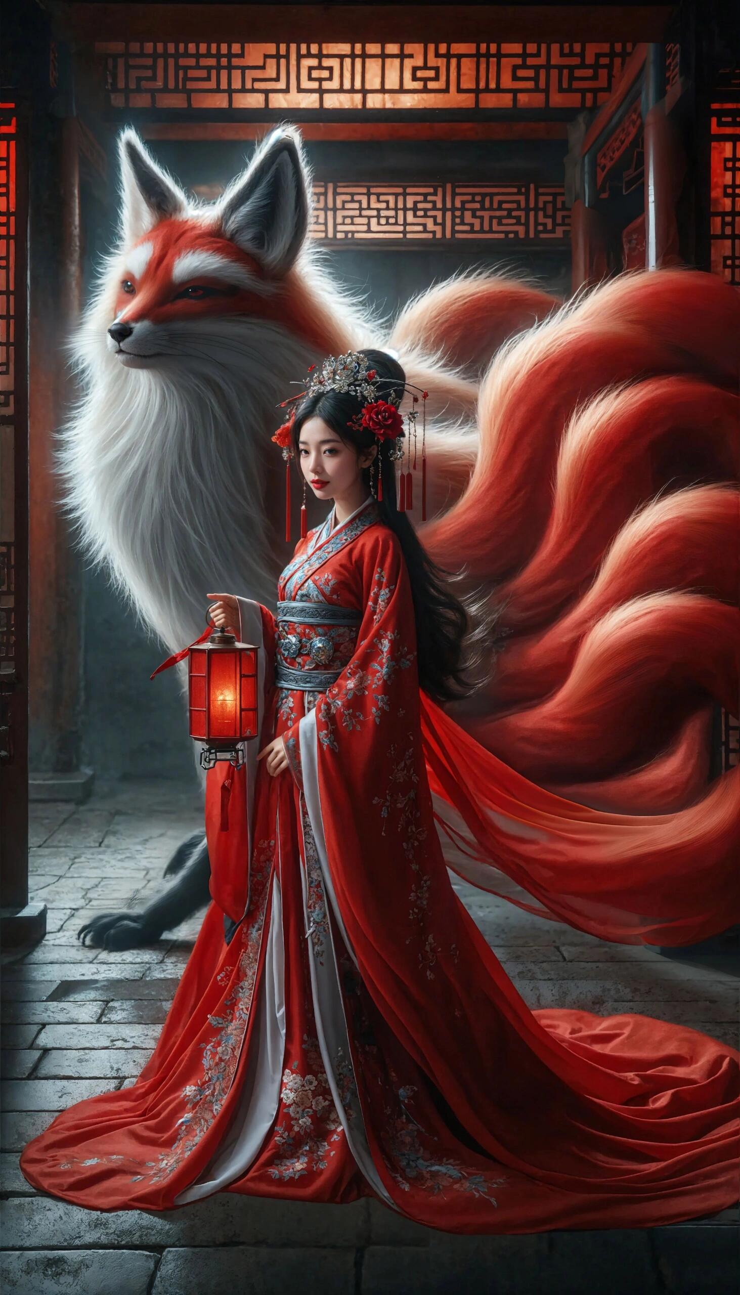 神话异兽系列:九尾红狐