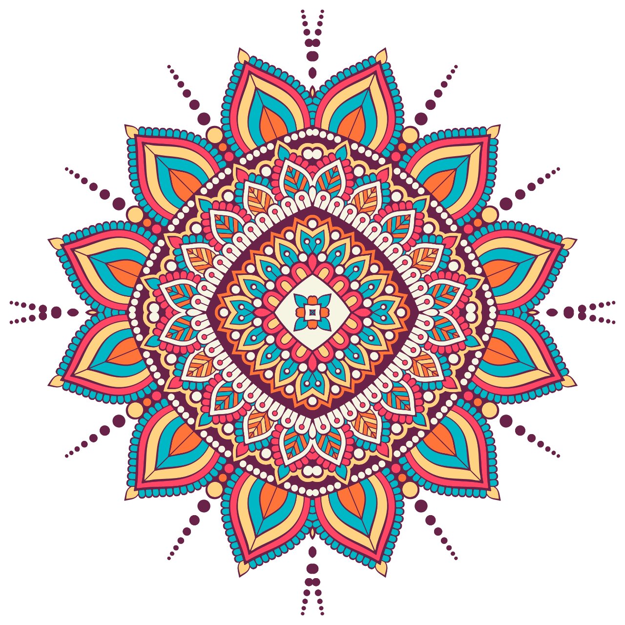 曼陀罗花团花纹图案 104款复古老式古典民族风曼陀罗装饰花纹花团图案