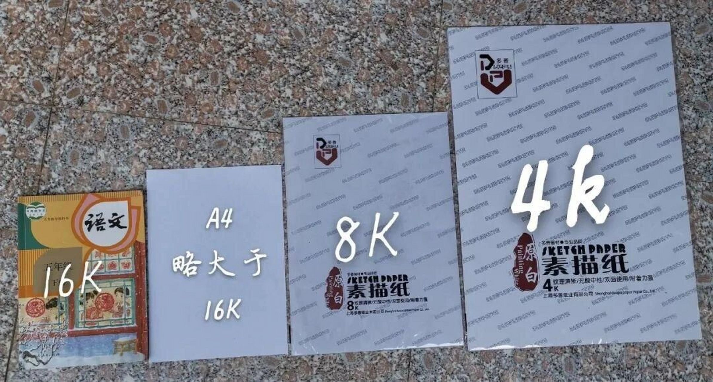 和a4纸对比 24开纸实际纸张大小为182*196mm.