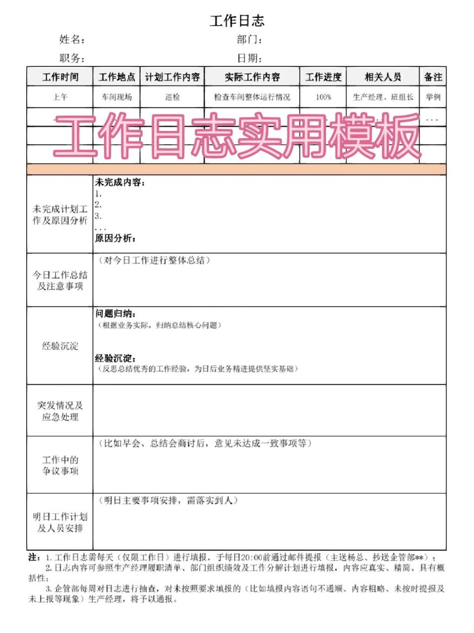 工作日志万能模板6015(实用干货) 工作日志的格式一般是: 166