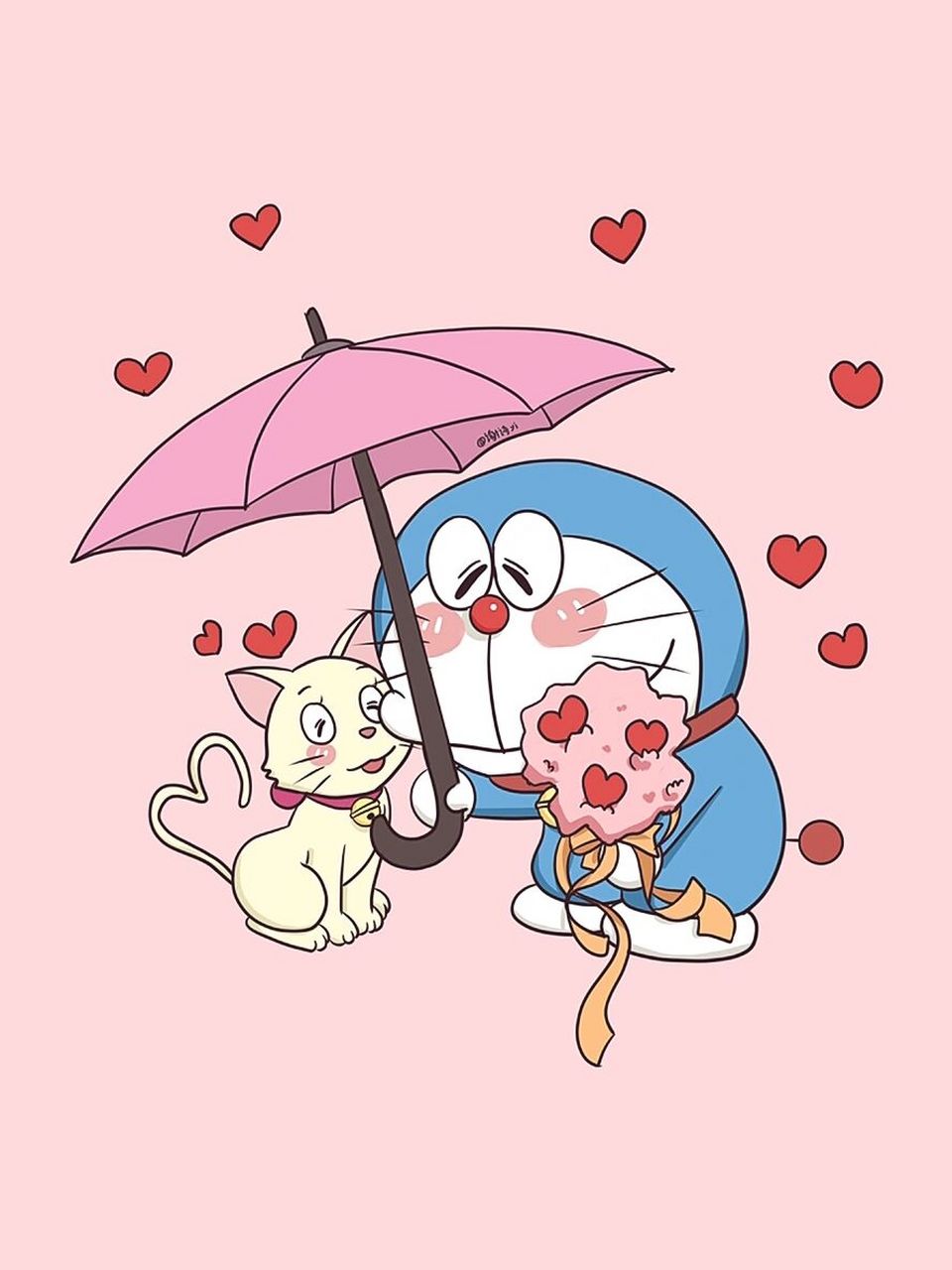 哆啦a梦壁纸头像,哆啦a梦与小咪 绘图:哆啦的博物馆7015谢诗yi