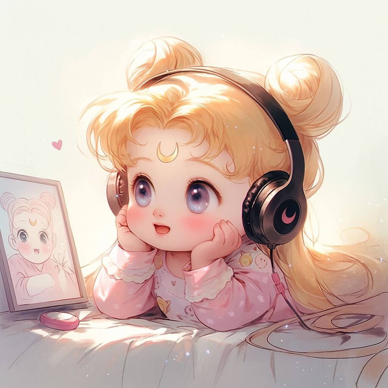 可爱头像·听音乐(8张) 正在听音乐的宝宝,给我萌化了 020202