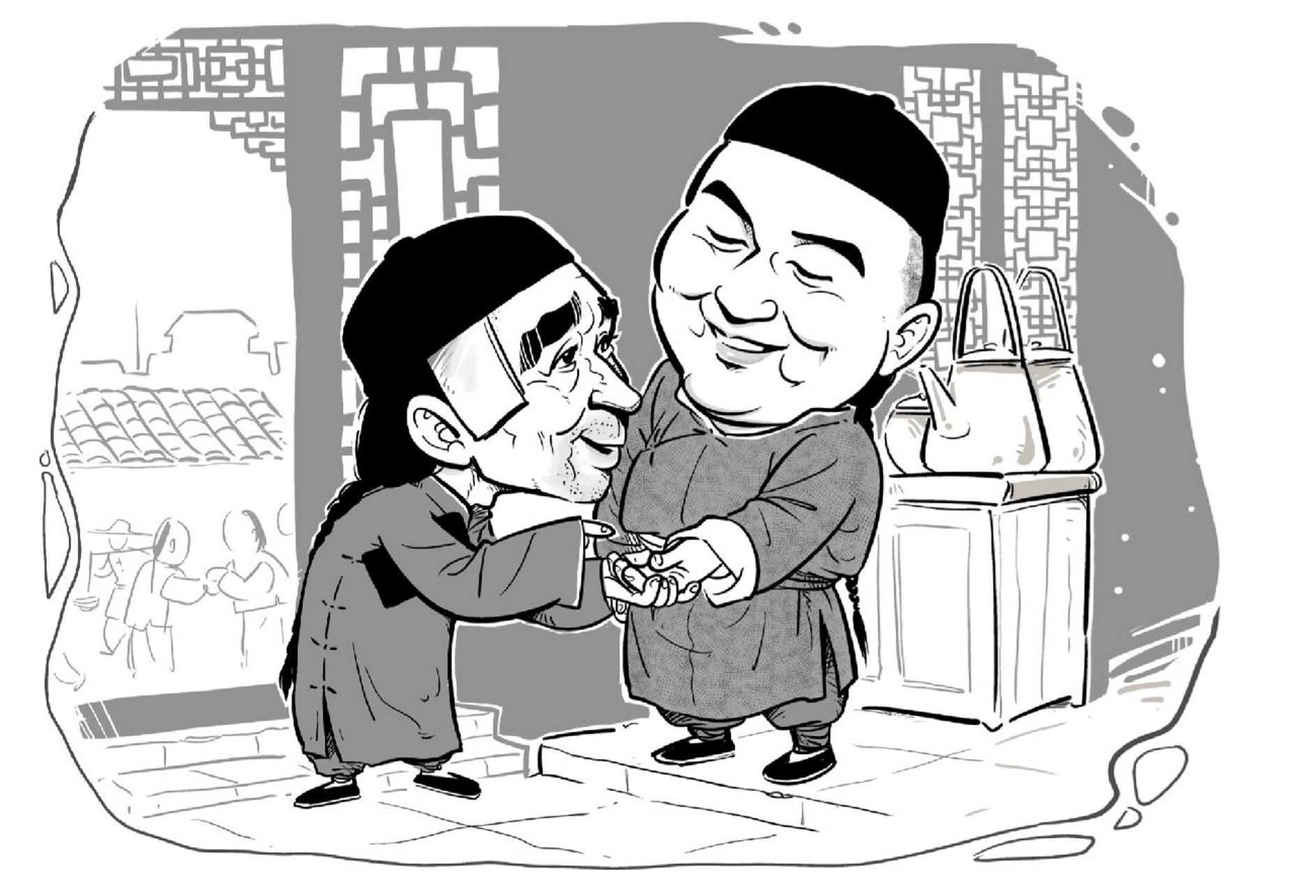 唐铁嘴和王利发 #小4漫画# #原创漫画# #茶馆# #漫画# #原创插图