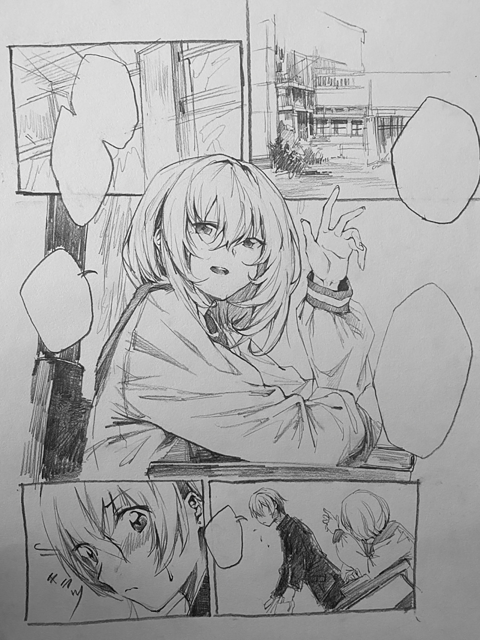 黑白漫画分镜手绘 杂图,一些日漫风的漫画分镜稿练习.