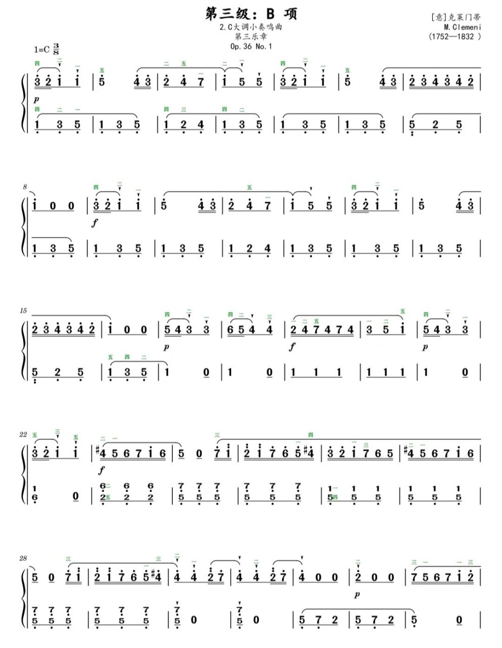 《c 大调小奏鸣曲》第三乐章简谱来啦7815 泥萌要的音协三级考级