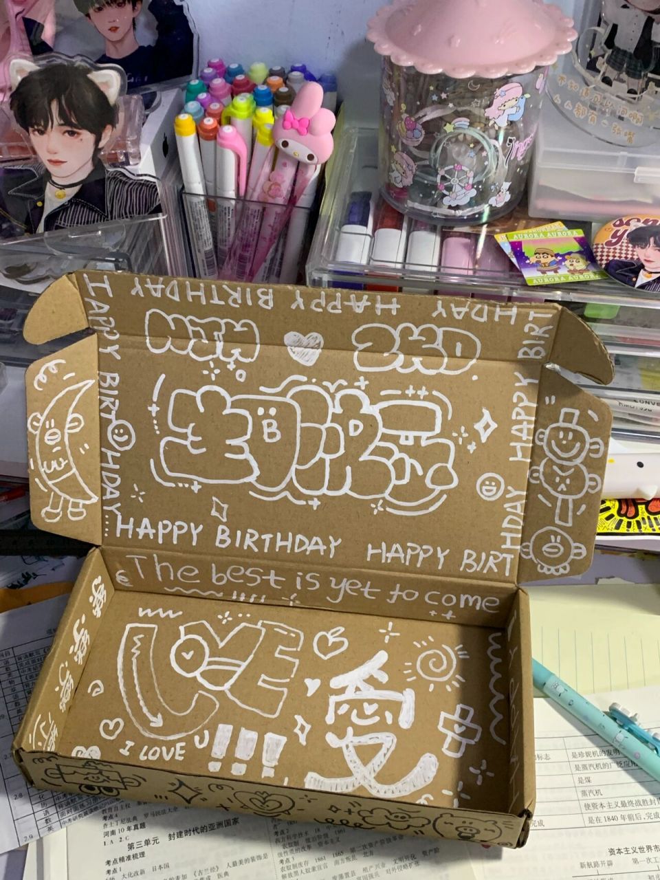 涂鸦日记|浅浅的画一个飞机盒 都是临摹的,给朋友装生日礼物的盒子