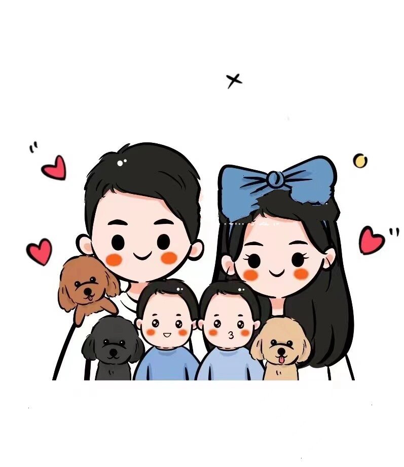 幸福的一家人,全家福简笔画卡通手绘头像