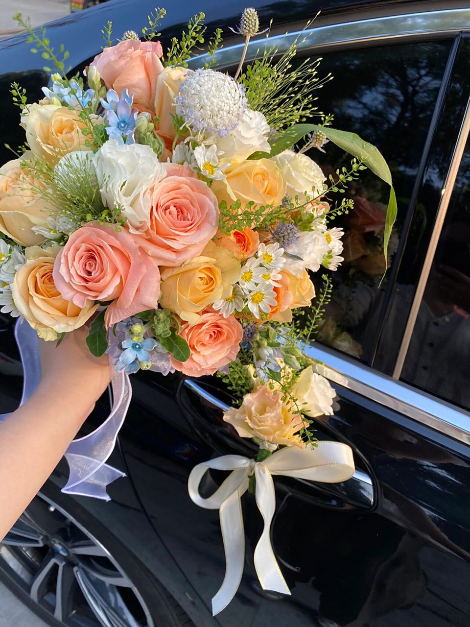 今天是香槟色系新娘手捧花 原图没有滤镜颜色就很美了 香槟玫瑰品质好