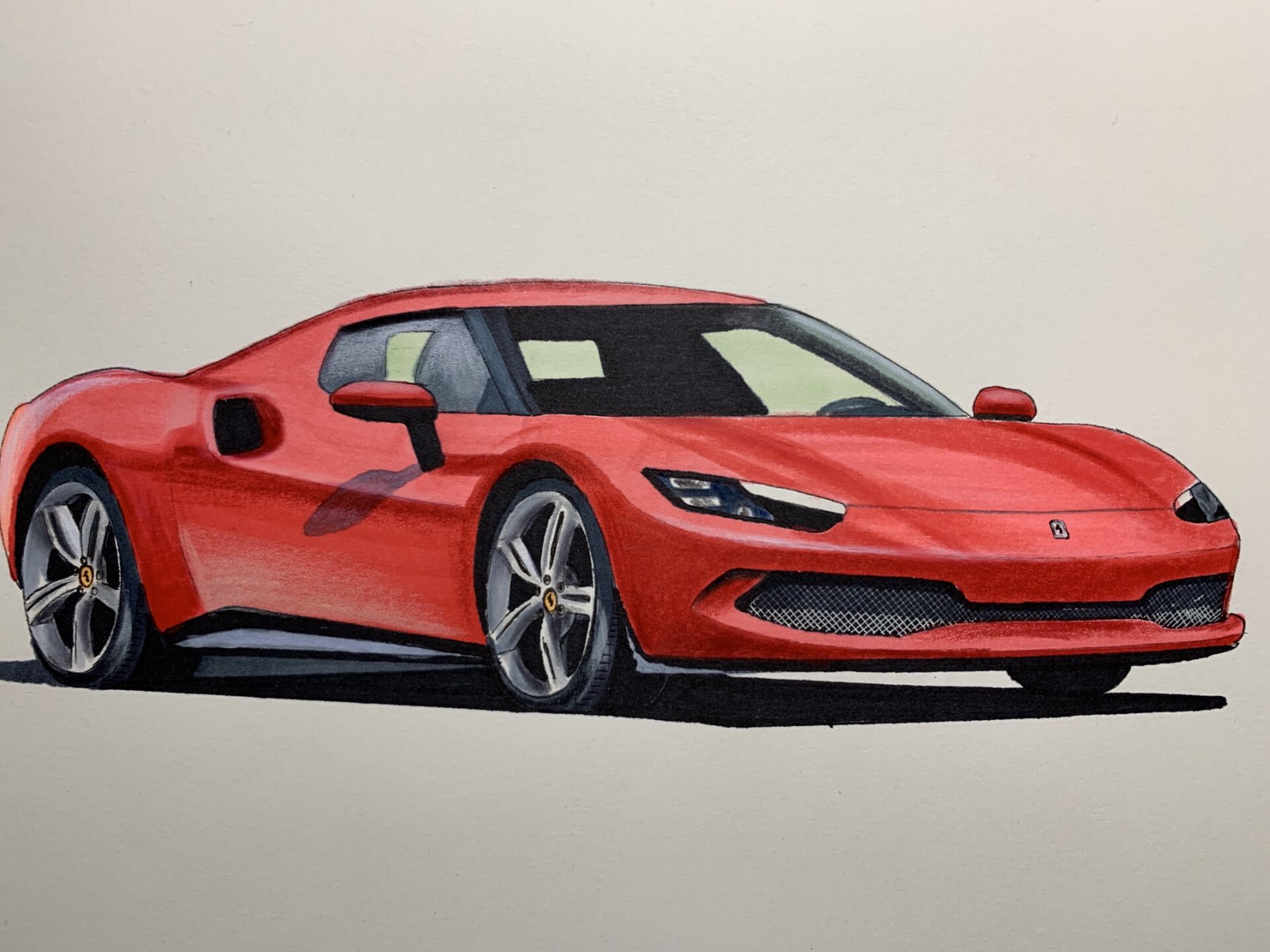 手绘法拉利跑车