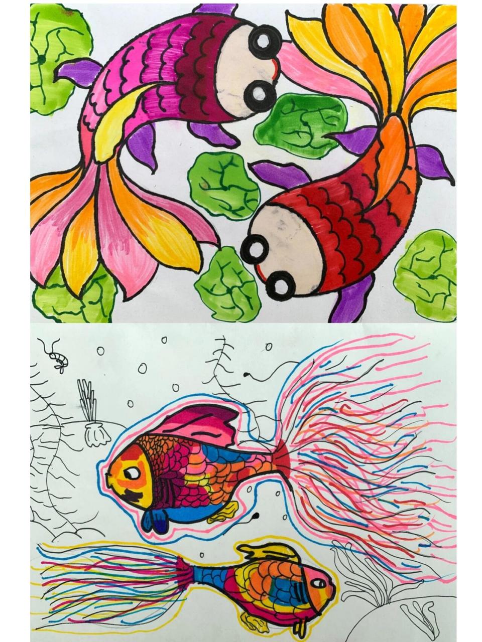 四年级·下册《用彩墨画鱼》学生作品 🔸原是用彩墨宣纸的一堂课