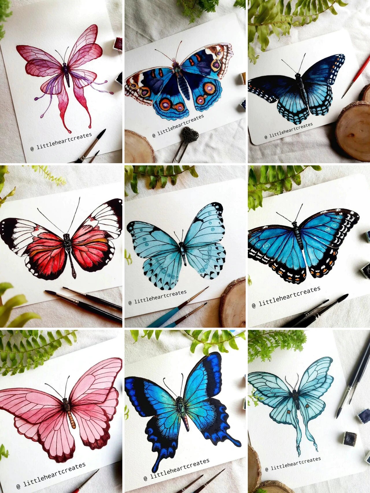 插画灵感集115|分享一组蝴蝶水彩画 今日分享的美图来自插画师ins