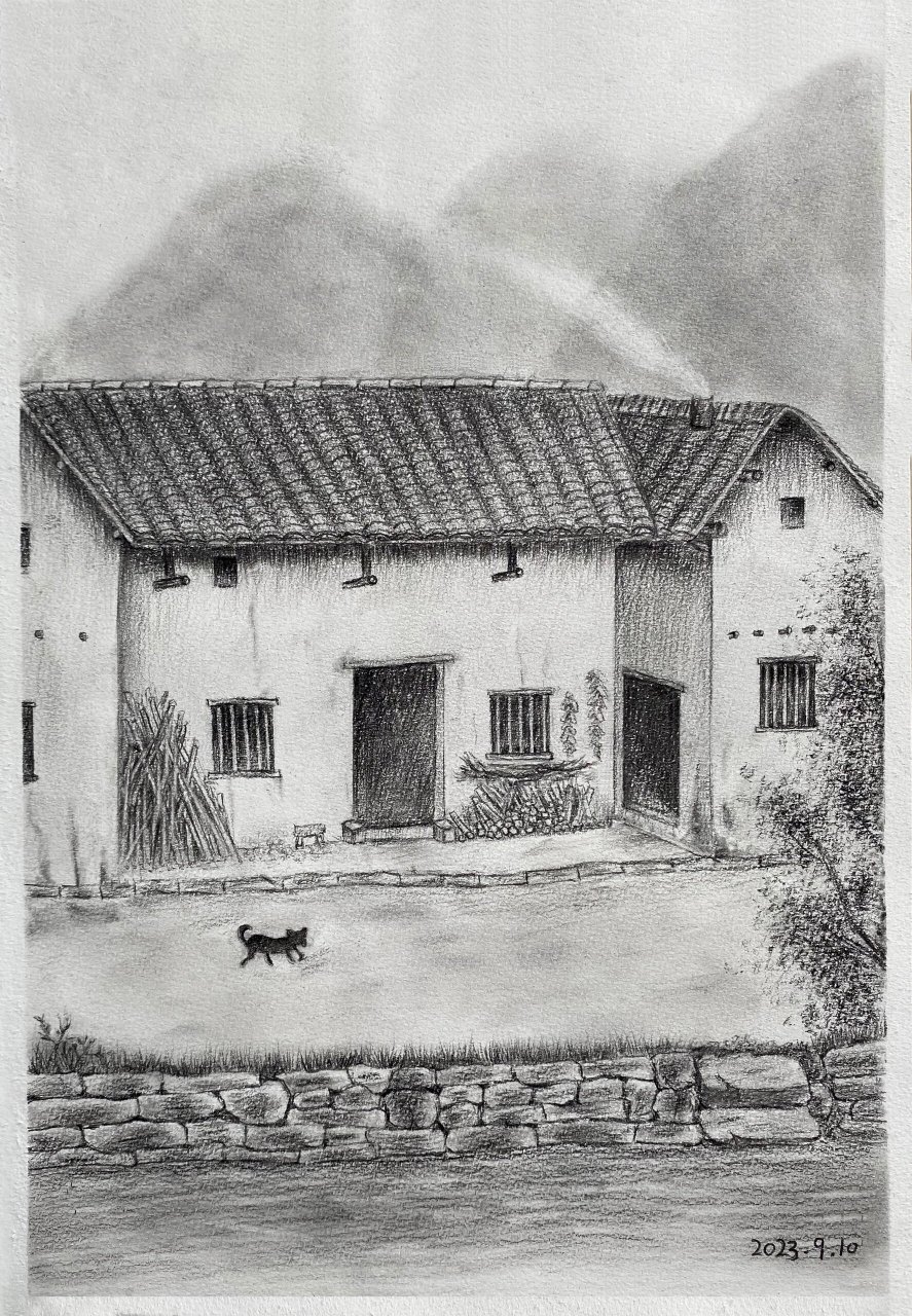 素描画老房子 渐渐远去的,是老房子,是童年,是小时候的回忆.