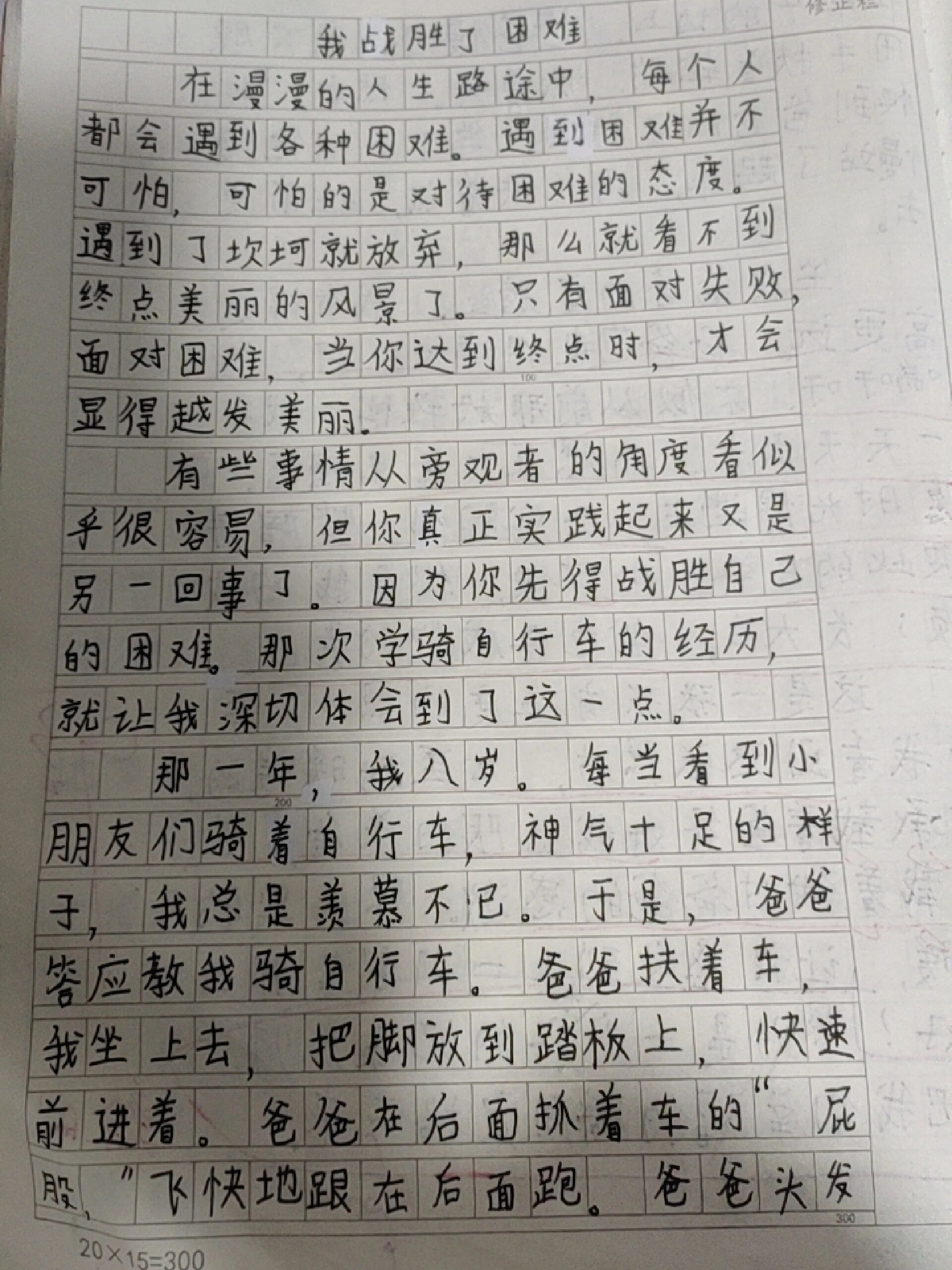 《我战胜了困难》作文