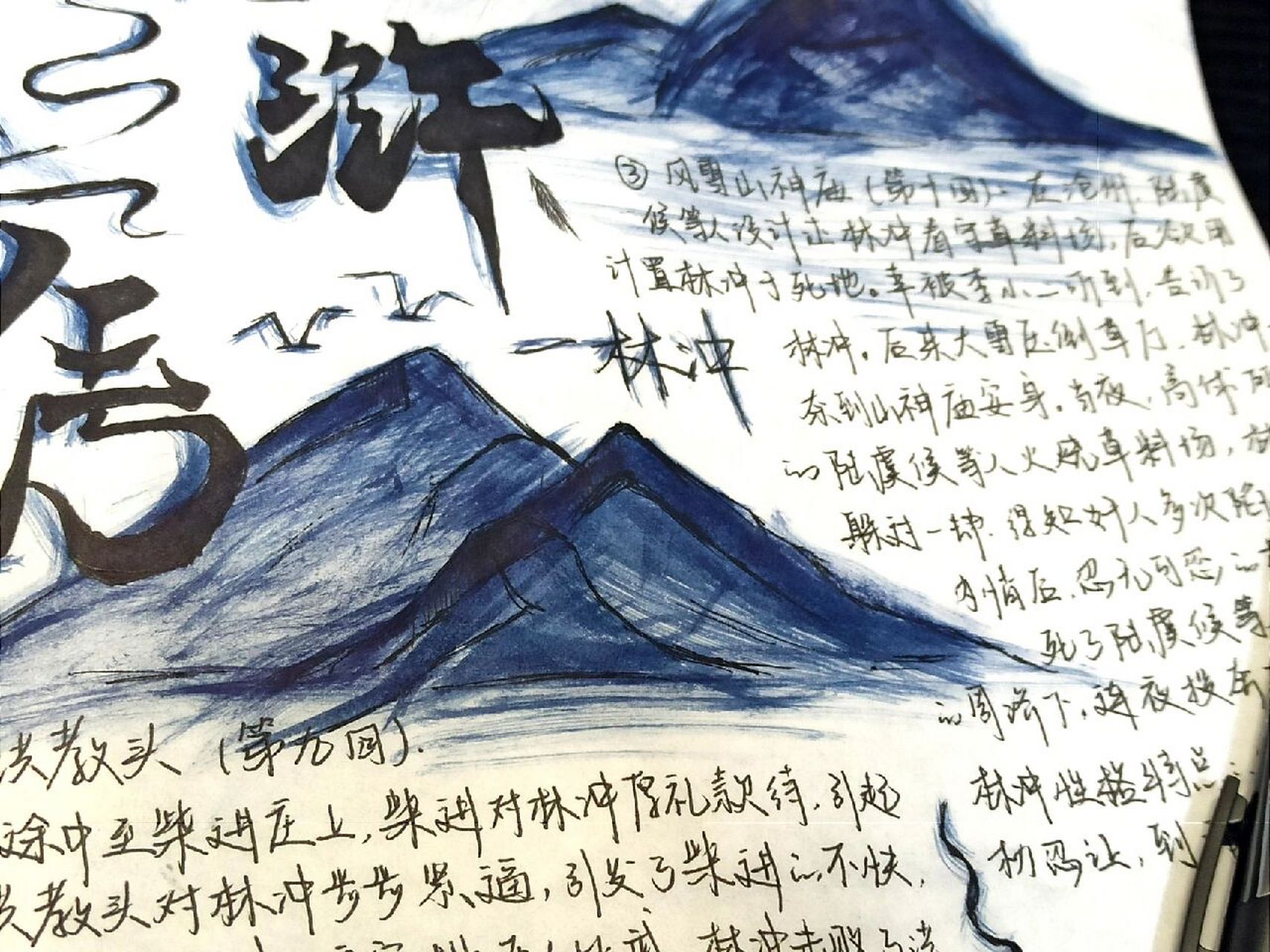 水浒传手抄报 用的钢笔墨水,没有毛笔和墨 内容是关于林冲的人物介绍