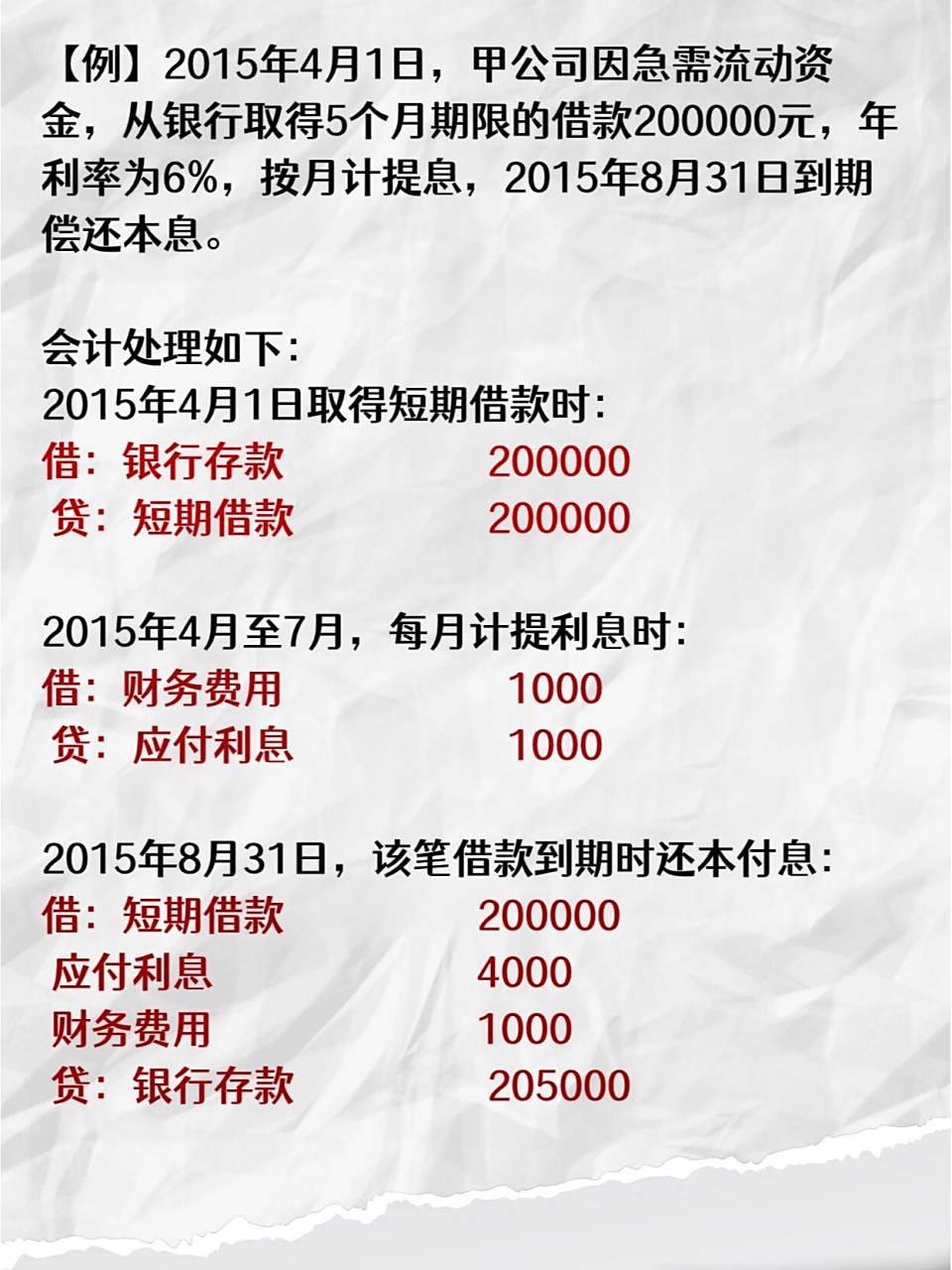企业从银行或其他金融机构取得短期借款 借:银行存款 贷:短期借款 2