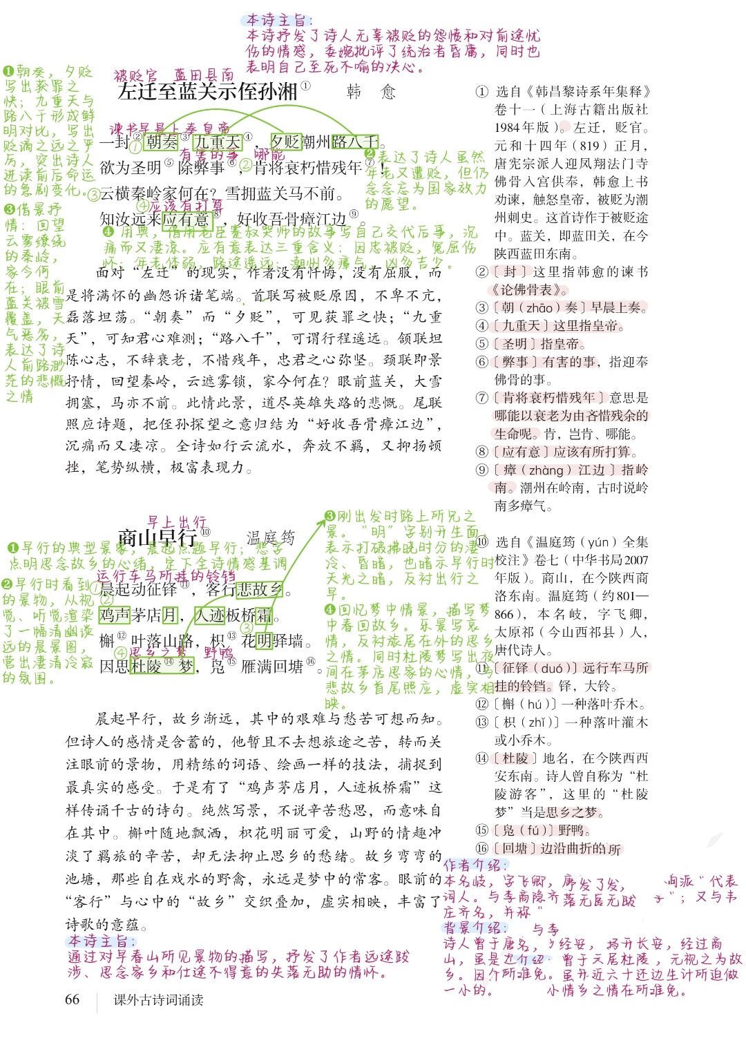 《月夜忆舍弟》《长沙过贾谊宅》《左迁至蓝关示侄孙湘》《商山早行》