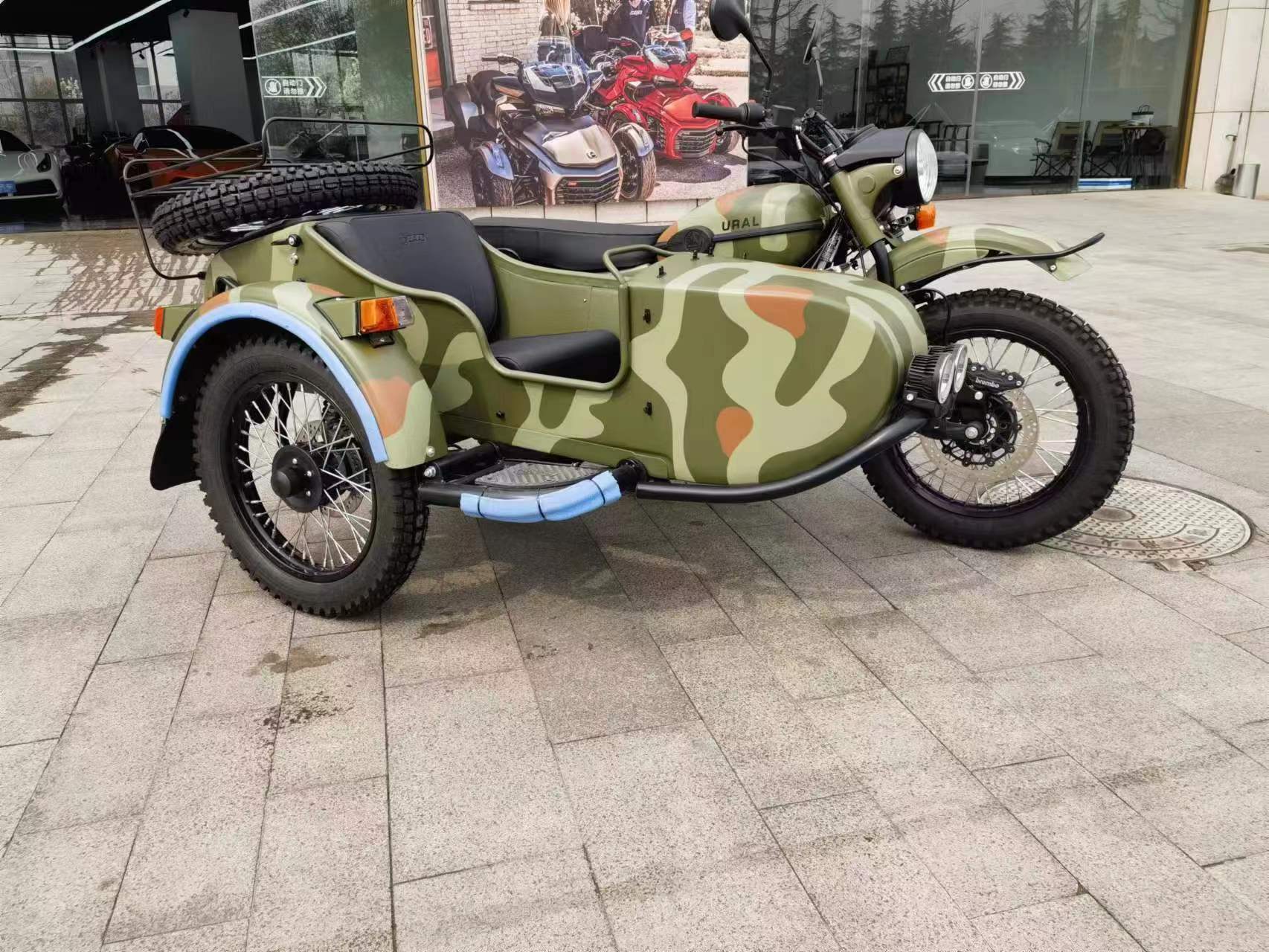 全新乌拉尔迷彩装甲兵边三轮摩托车(带边驱),全国可上牌,要的联系.