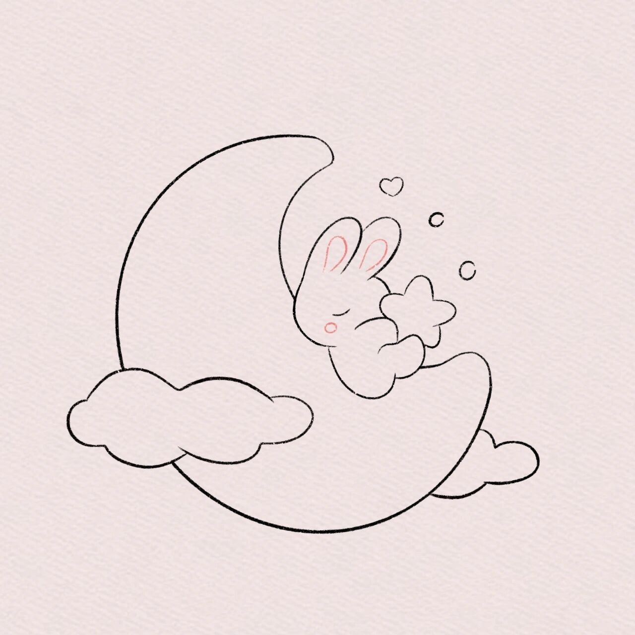 小兔抱星星8215睡觉简笔画 晚安家人们 明天继续做打工人 图形