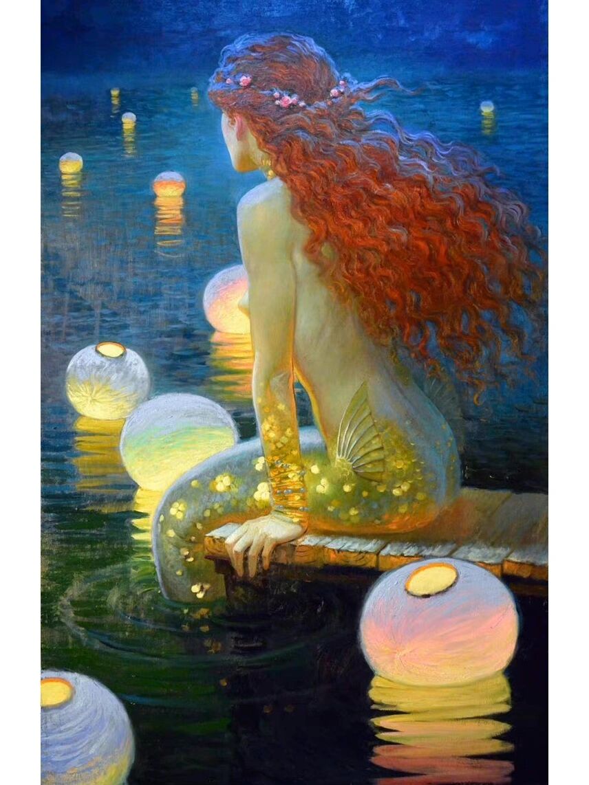 分享一组由俄罗斯艺术家 victor nizovtsev 创作的美人鱼仙子主题油画