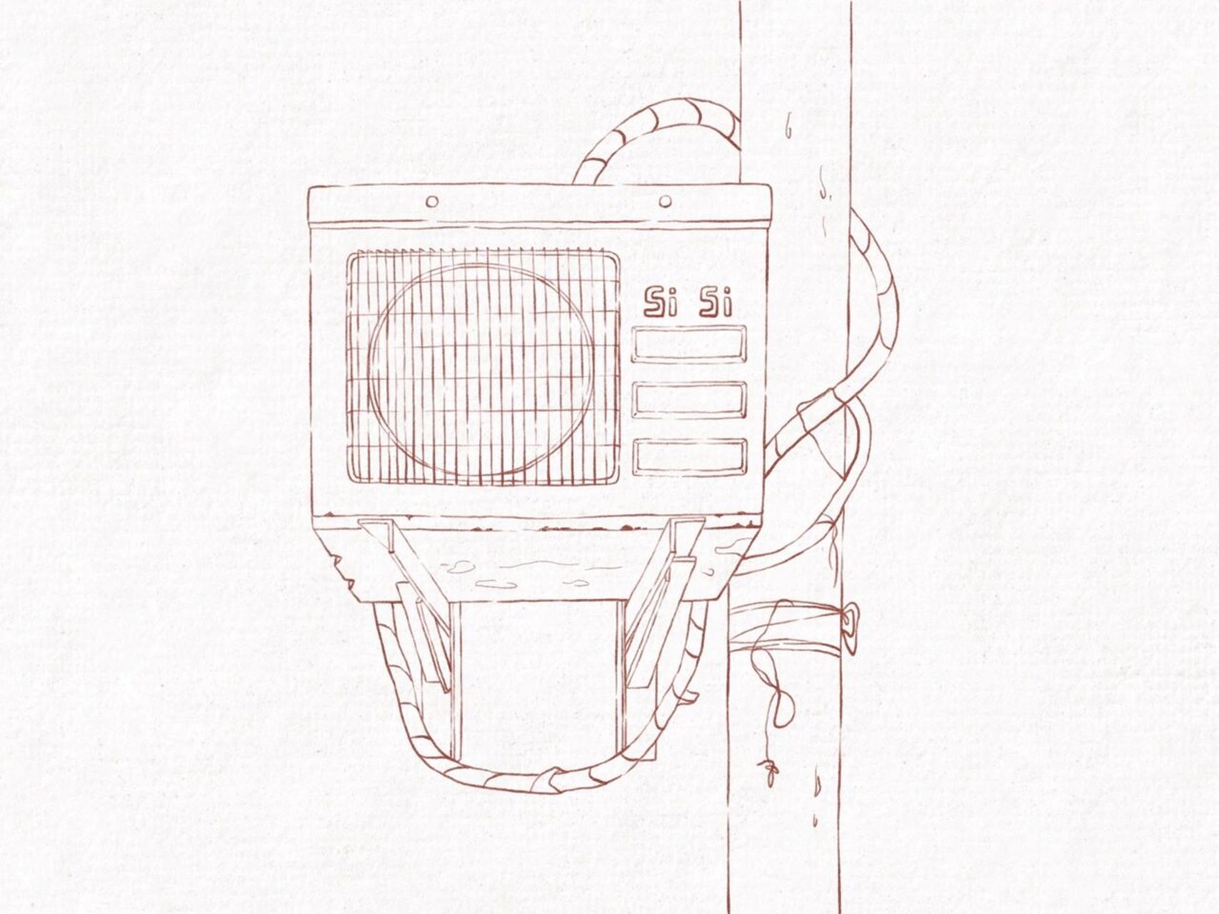 ipad水彩|空调室外机(附线稿) 课程案例临摹仿水彩|板绘|钢笔淡彩
