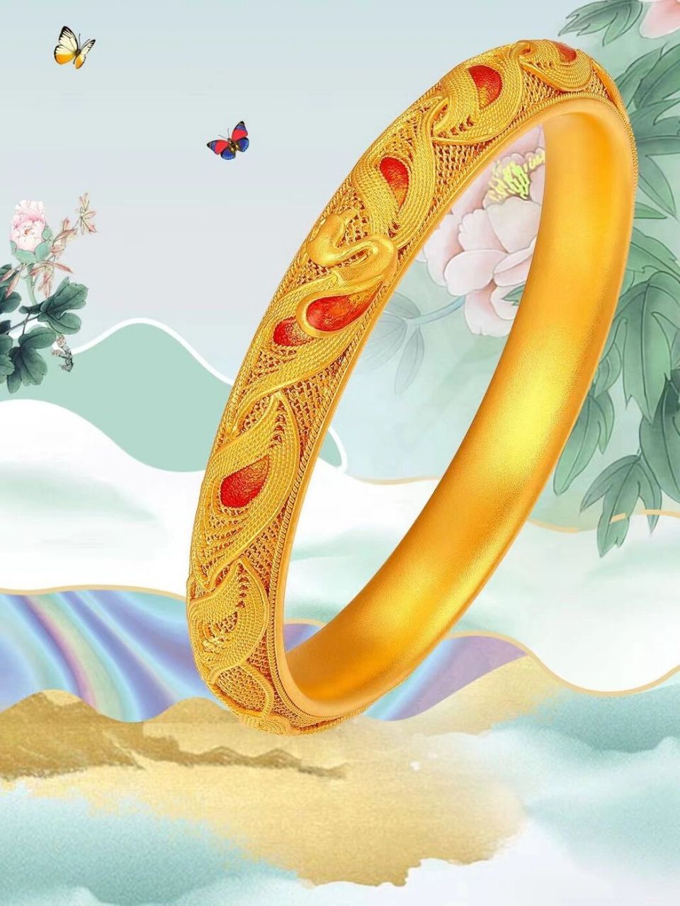 古法传承 「金」典演绎 #东方福珠宝# #黄金# #古法手镯# 05 华而不