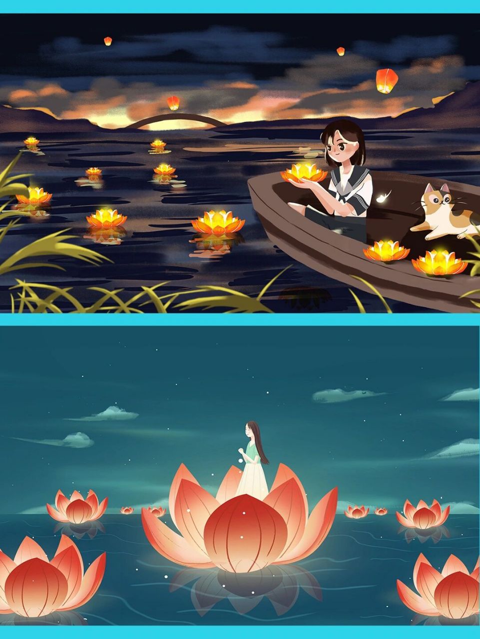 中元节/海报背景插画素材分享 宝子们,好几天没有更新了,今天分享一组