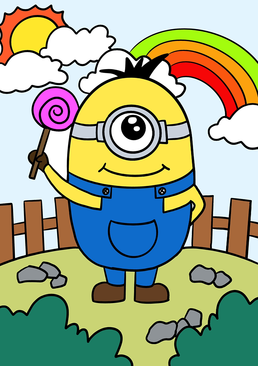 小黄人儿童画 动漫主题简单卡通画 可爱的小黄人儿童画