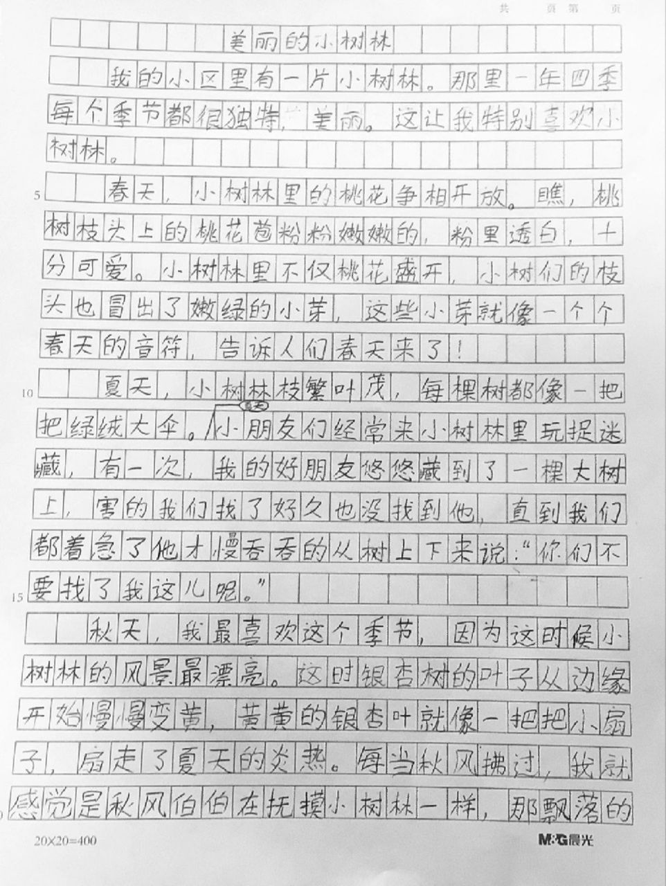 (三上学习)作文:美丽的小树林 (三上学习)作文:美丽的小树林