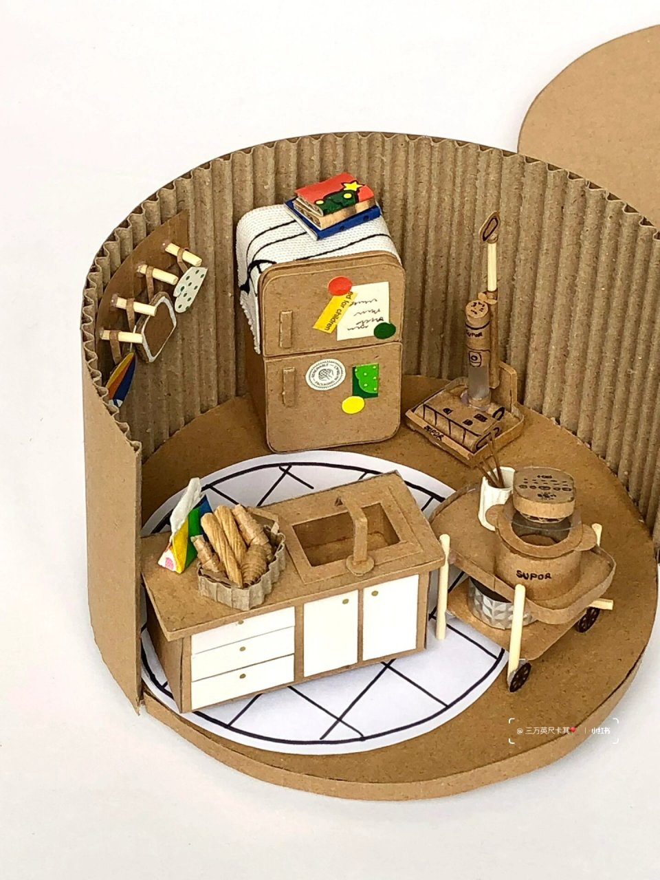 废纸箱创意手工diy|锅子里的小世界(附教程) 用纸箱做了一个锅子小屋