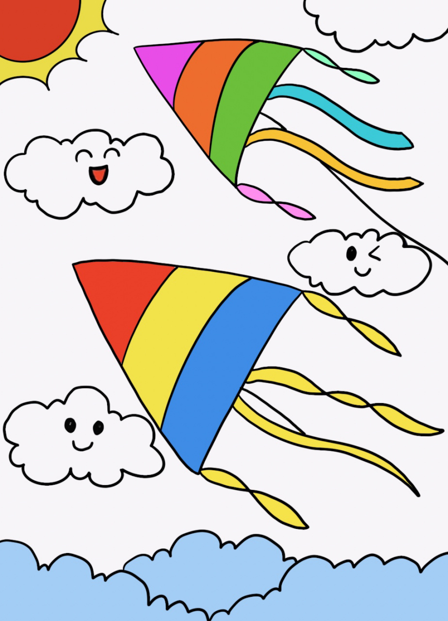 儿童画风筝的画法简单图片