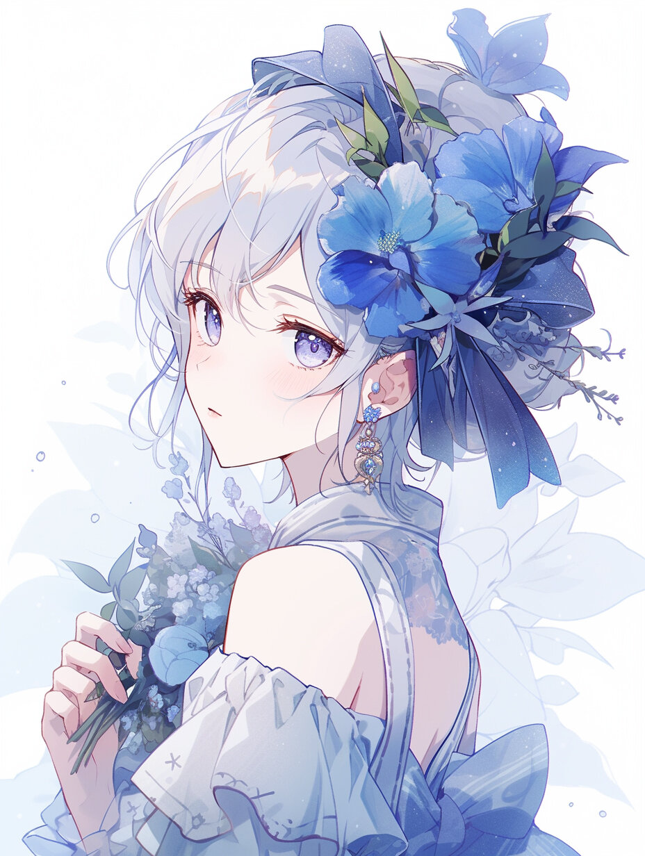 捧花女生头像 | 兰花女孩 | 治愈系头像