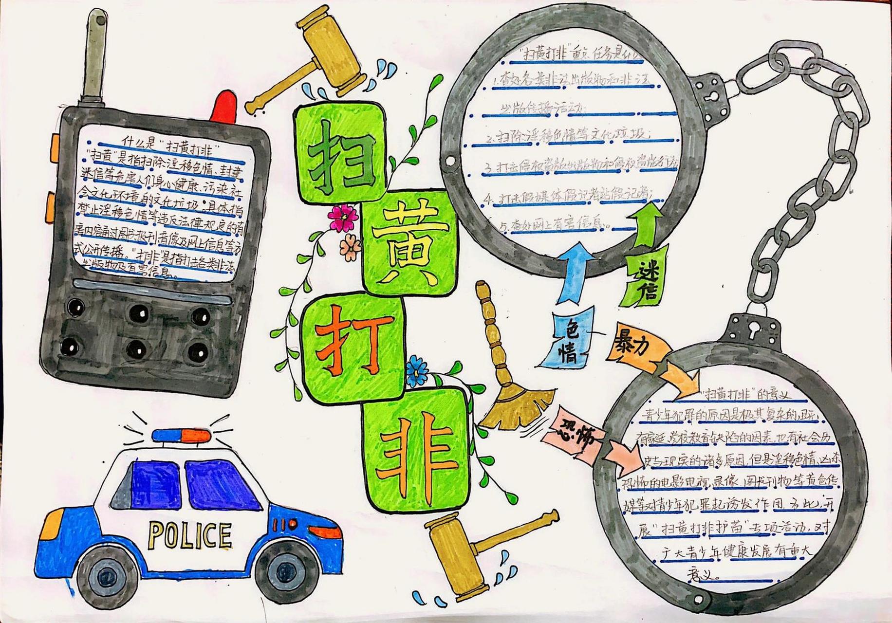 扫黄打非手抄报 手抄报  第一次认真的自己创了张手抄报,手残党尽力了