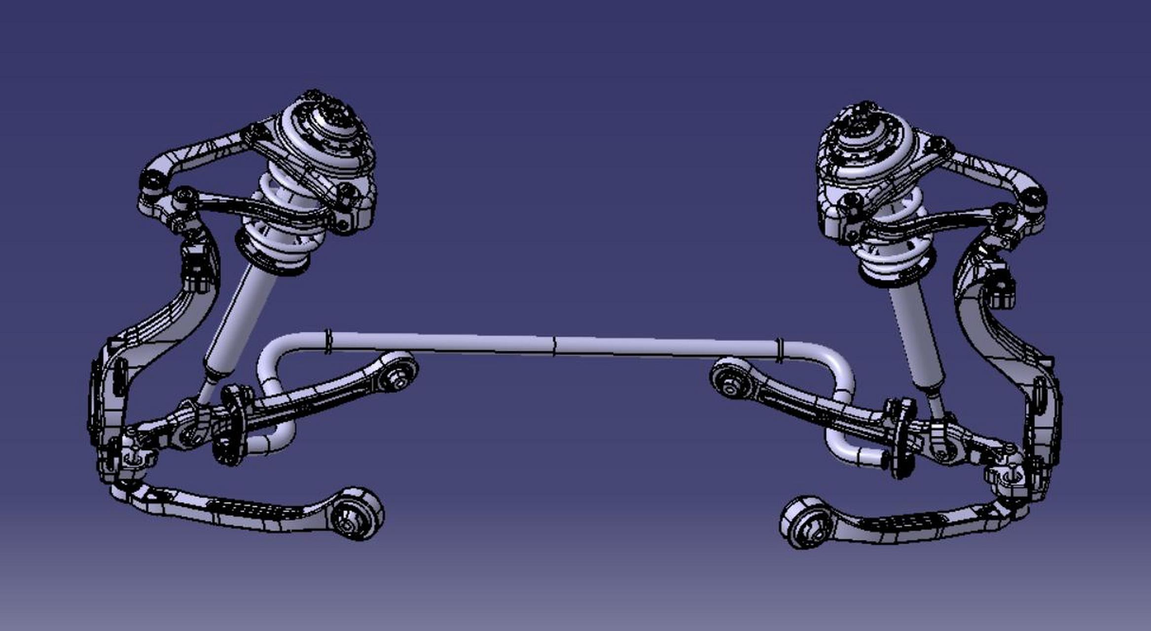 奥迪a6l前悬架四连杆二维 三维图catia