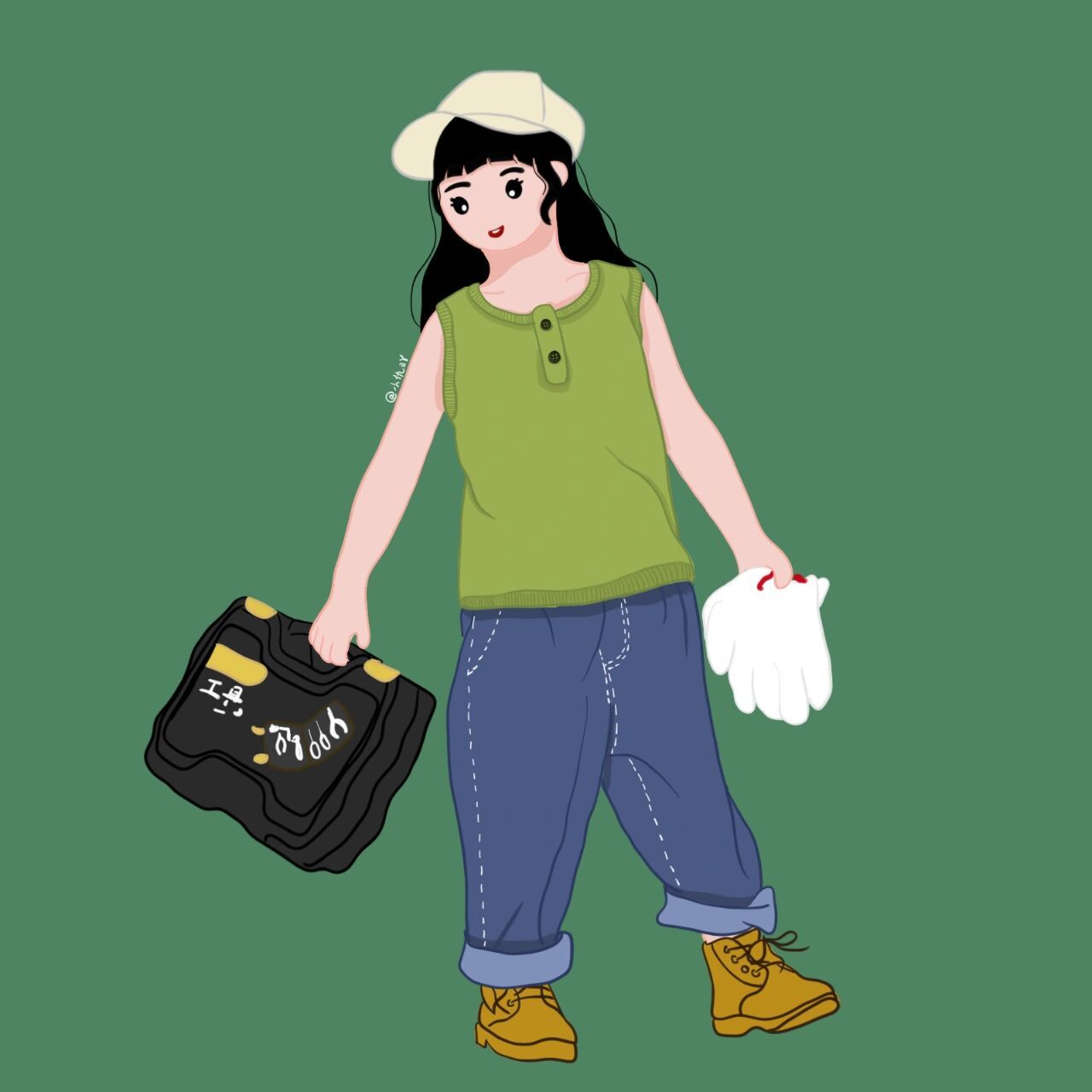 插画头像|汽修工来啦 是哪位小姐姐的汽修工呢～～～～ 	 92改动