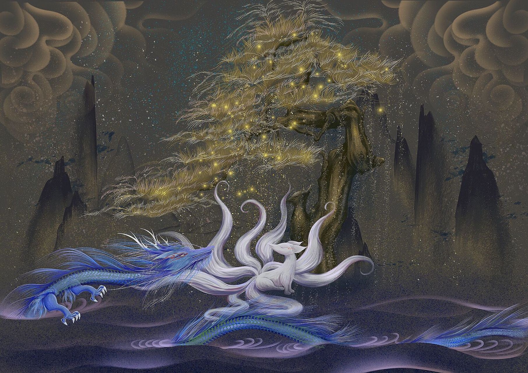 真实|九尾白狐与青龙相遇 九尾白狐与青龙相遇,他们会擦出什么火花呢?